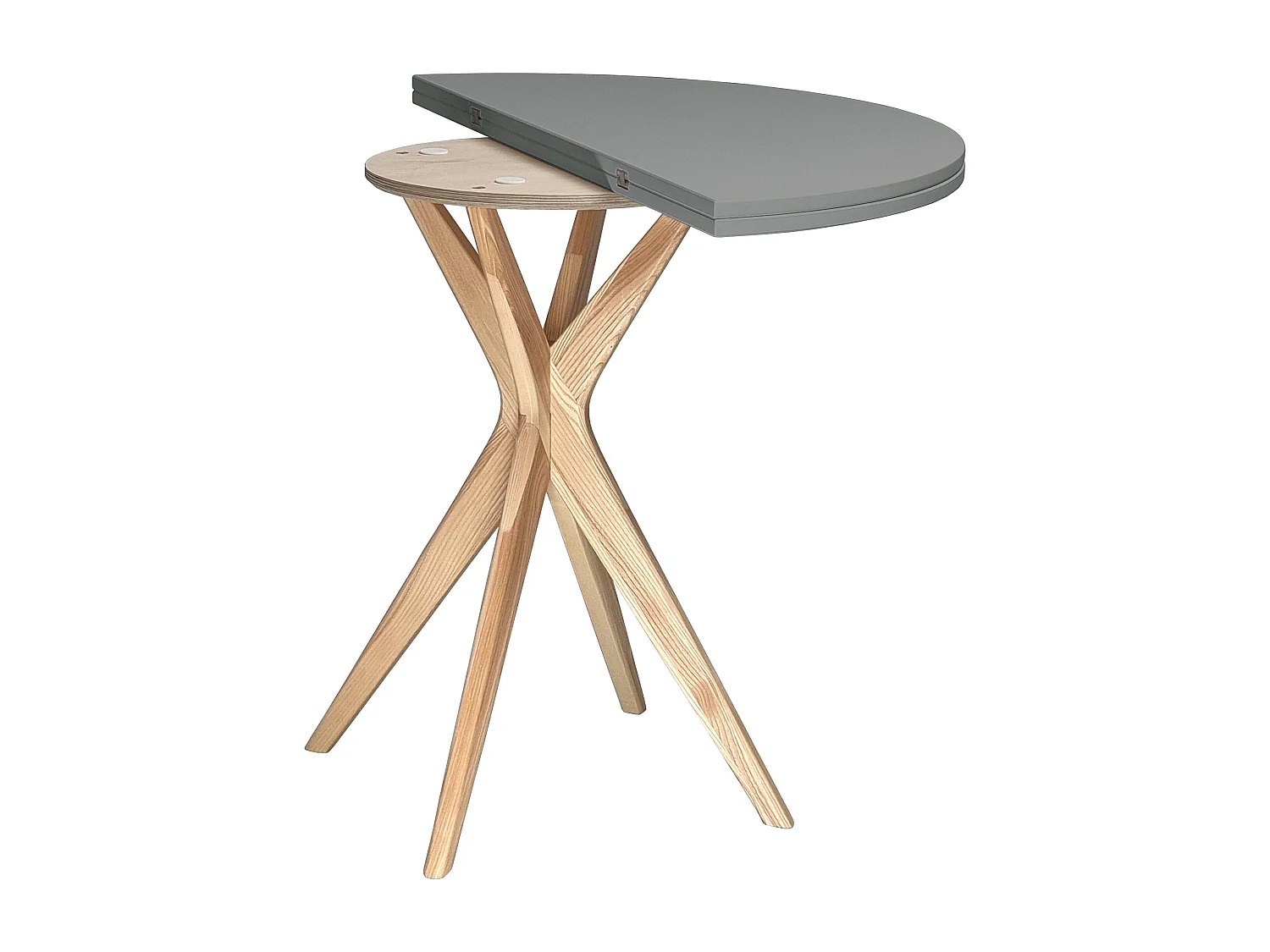 Halbrunder ausziehbarer Esstisch 100 cm Jubi Beton Grau