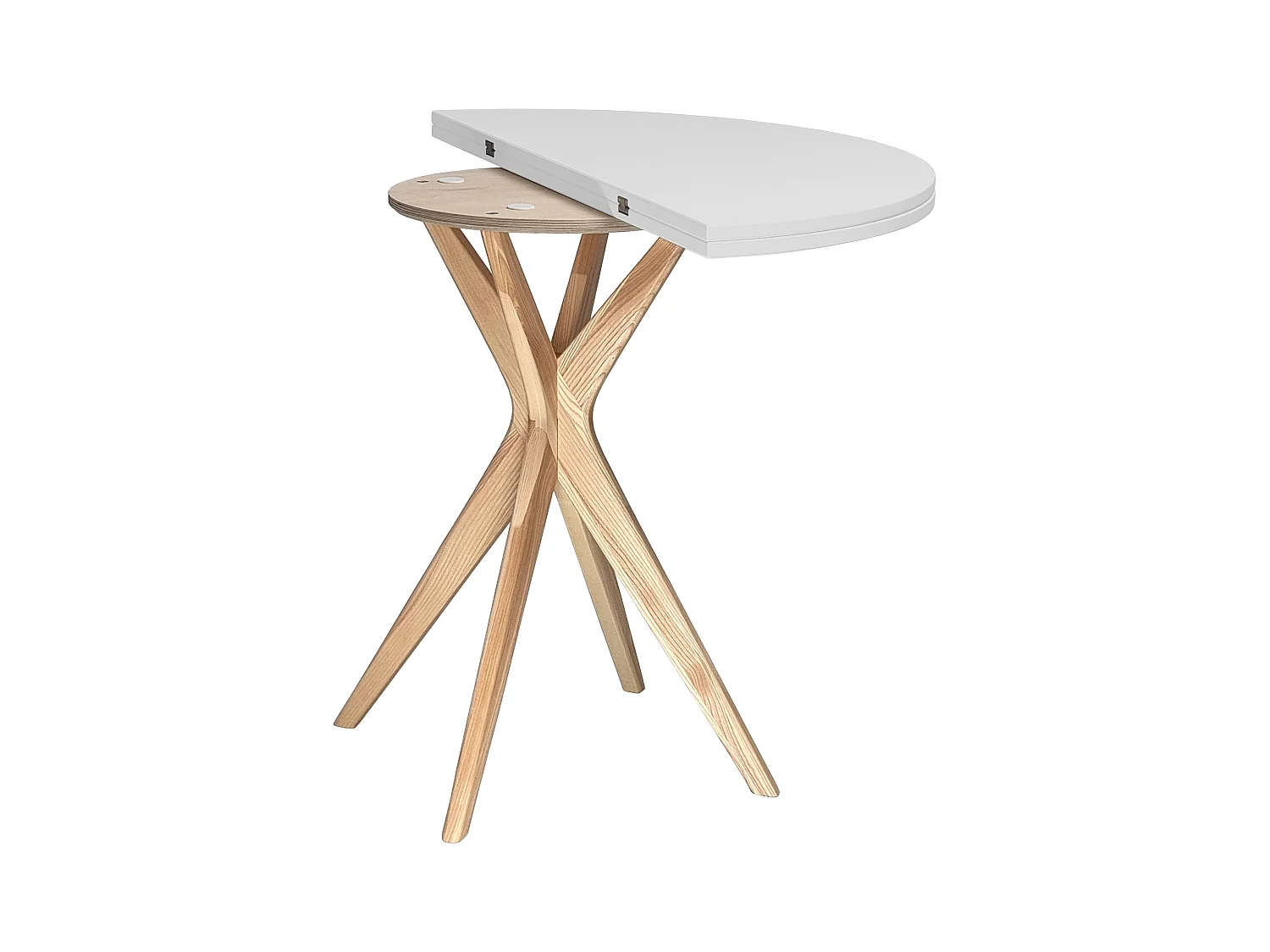 Table de salle à manger demi-ronde extensible 100 cm Jubi Gris Perle