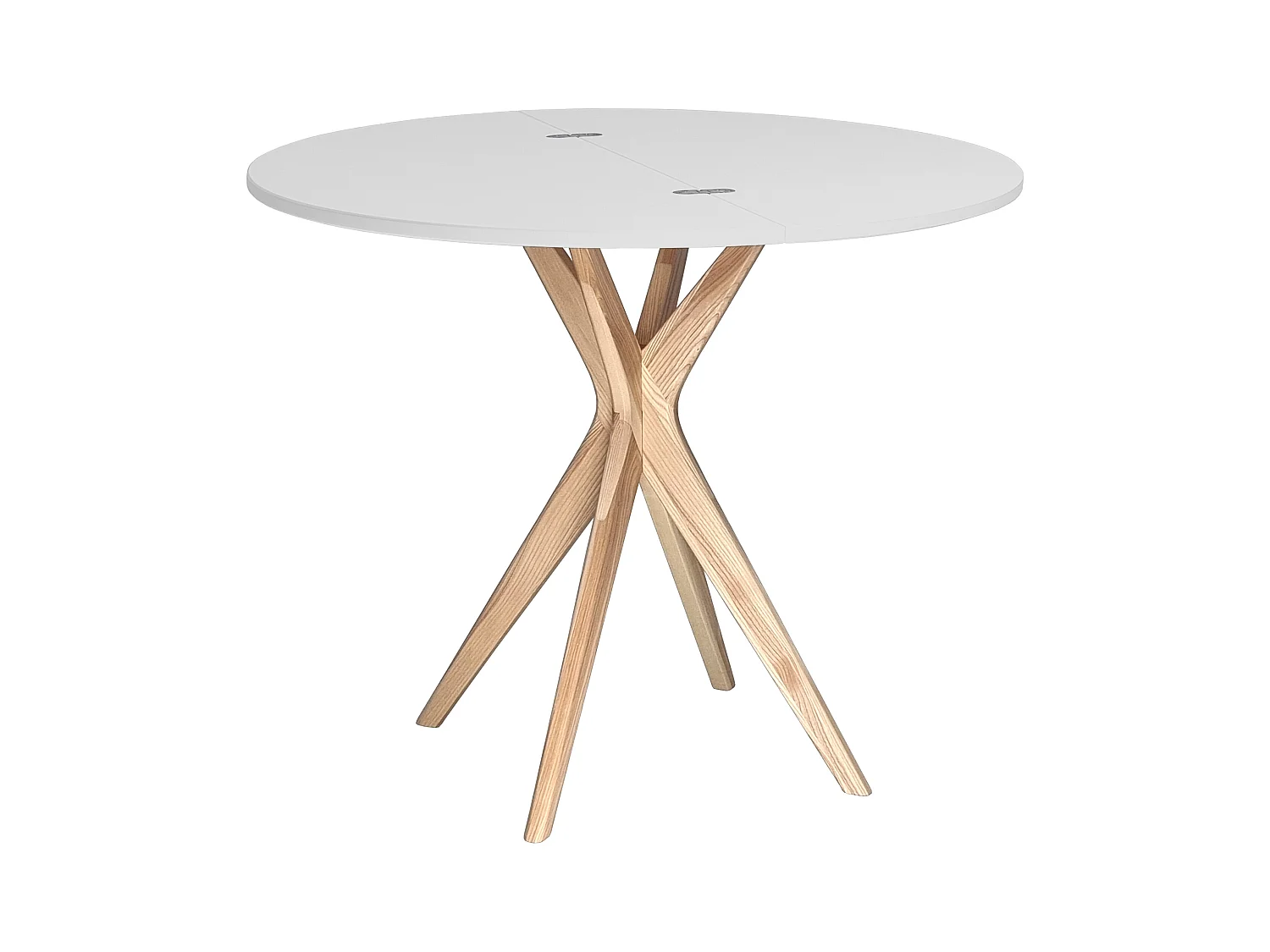 Table de salle à manger demi-ronde extensible 100 cm Jubi Gris Perle