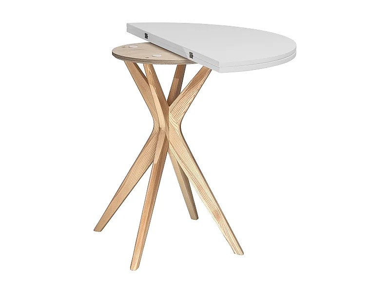 Table de salle à manger demi-ronde extensible 100 cm Jubi Gris Perle