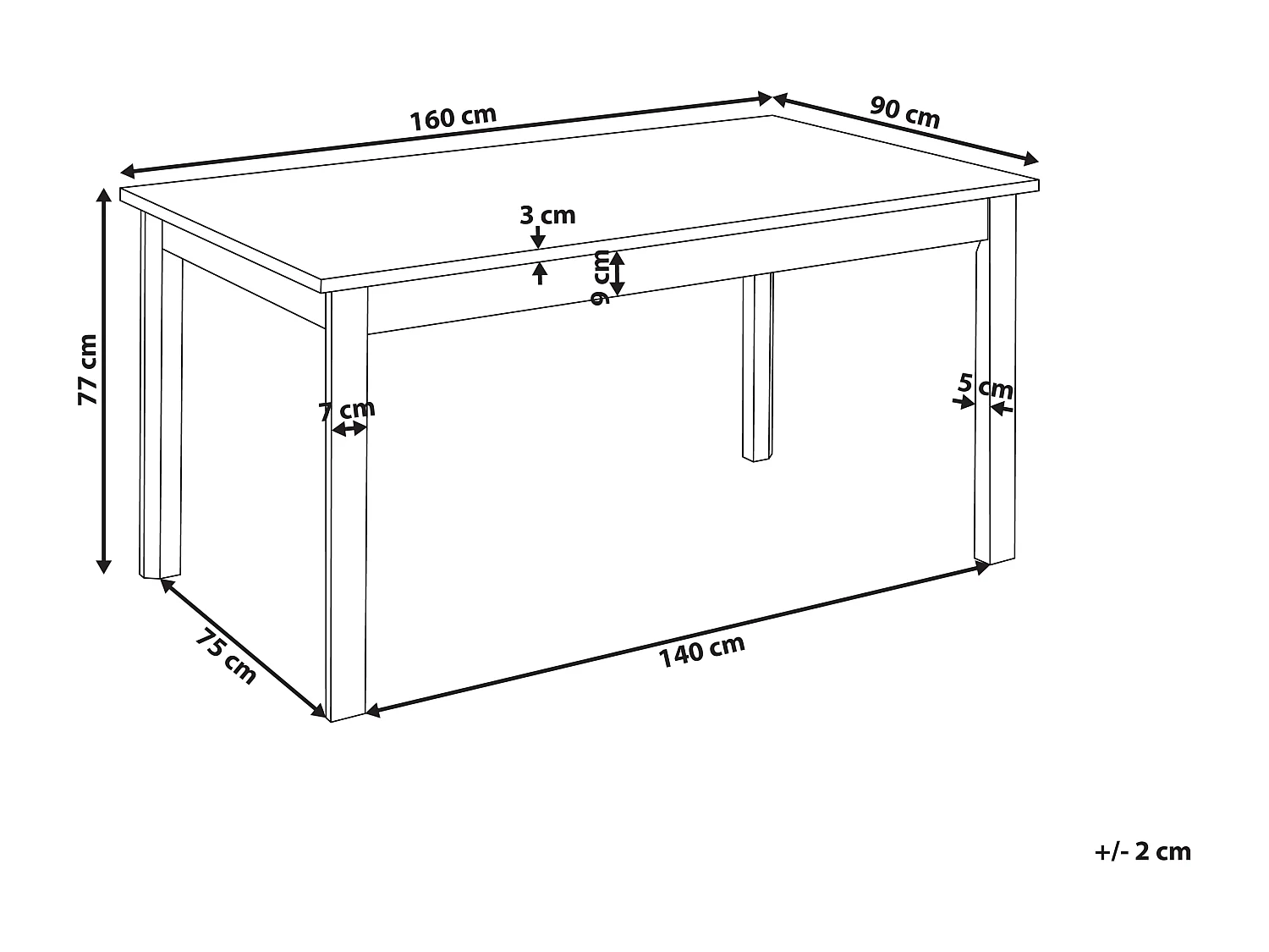 Table de repas GISELA Chêne clair 160 cm 90 cm
