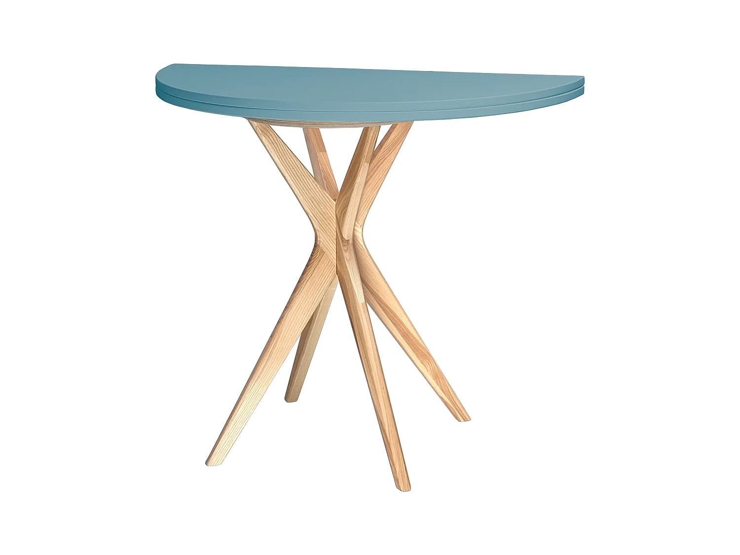 Table de salle à manger demi-ronde extensible 90 cm Jubi Bleu Doux