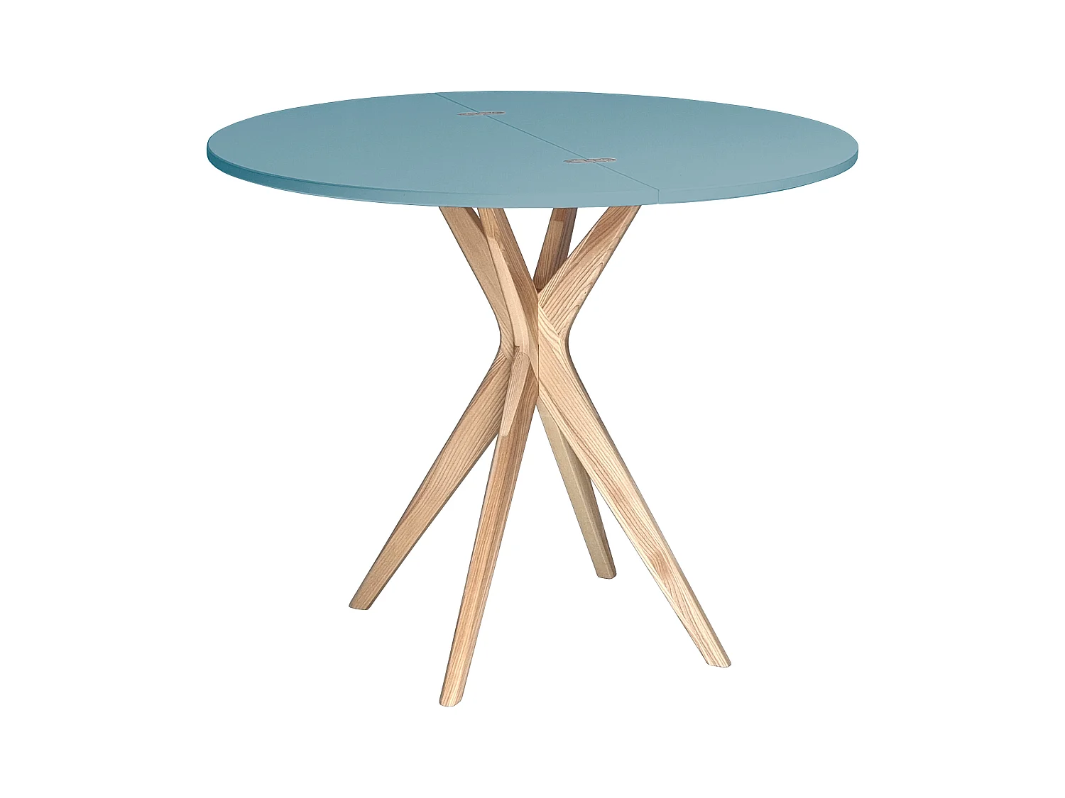 Table de salle à manger demi-ronde extensible 90 cm Jubi Bleu Doux
