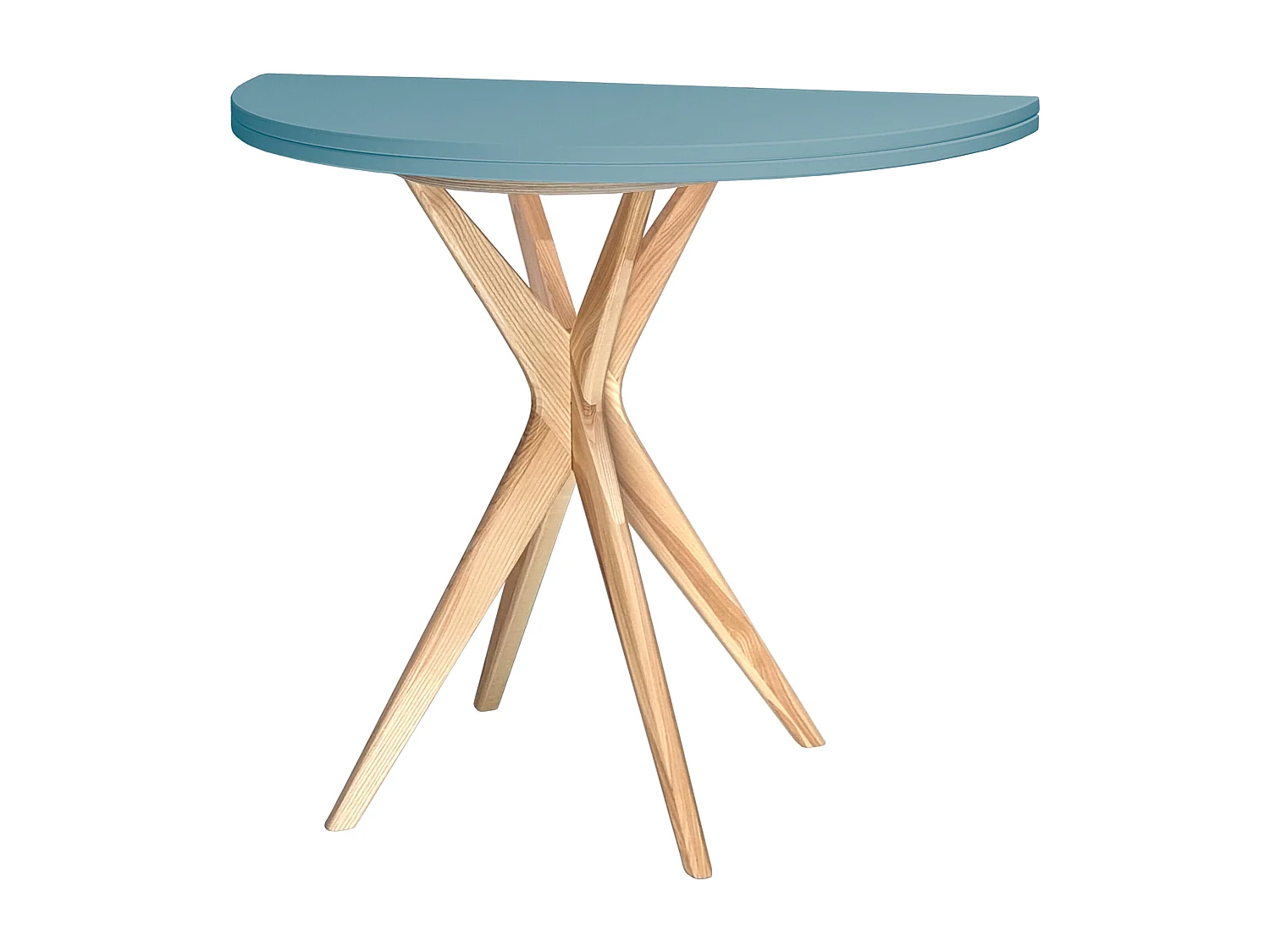 Halbrunder ausziehbarer Esstisch 90 cm Jubi Taubenblau