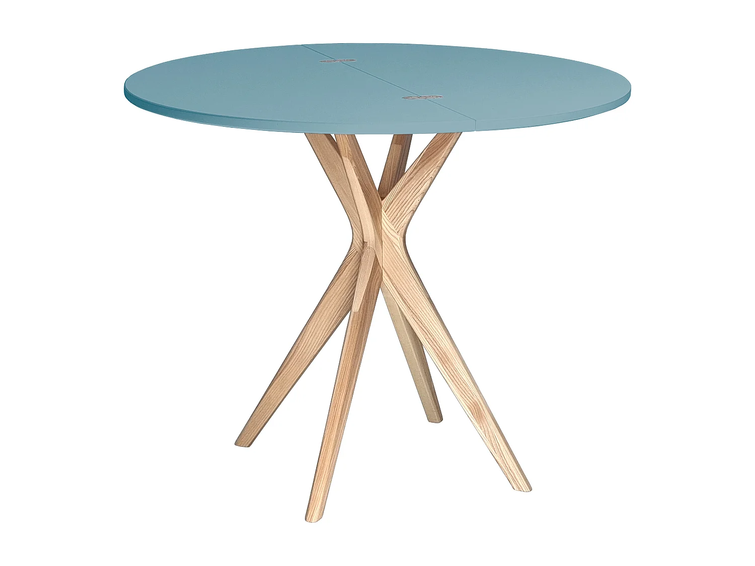 Halbrunder ausziehbarer Esstisch 90 cm Jubi Taubenblau