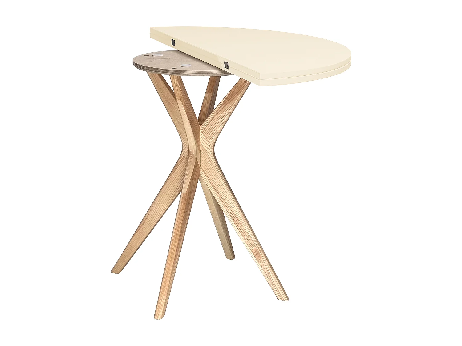 Halbrunder ausziehbarer Esstisch 100 cm Jubi Perlweiß