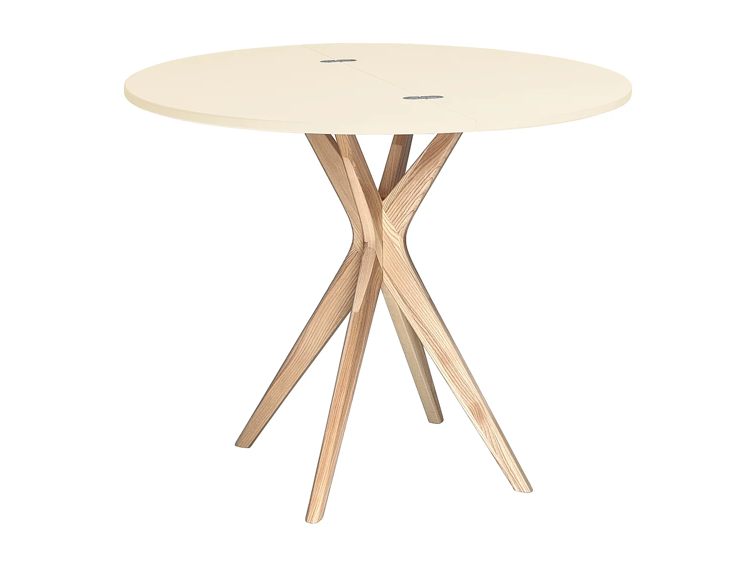 Halbrunder ausziehbarer Esstisch 100 cm Jubi Perlweiß