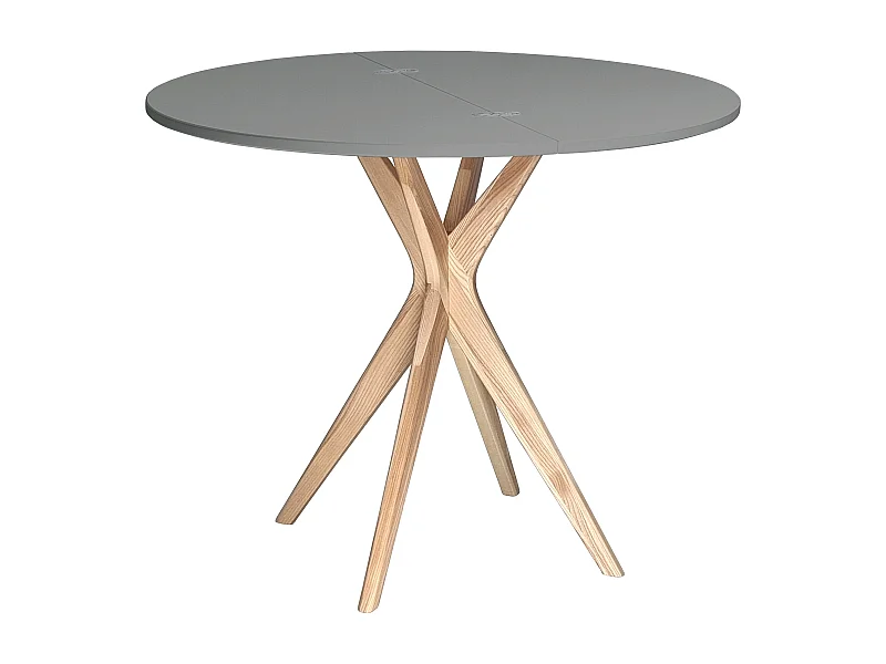 Mesa de jantar semicircular extensível 90 cm Jubi Cinza Concreto