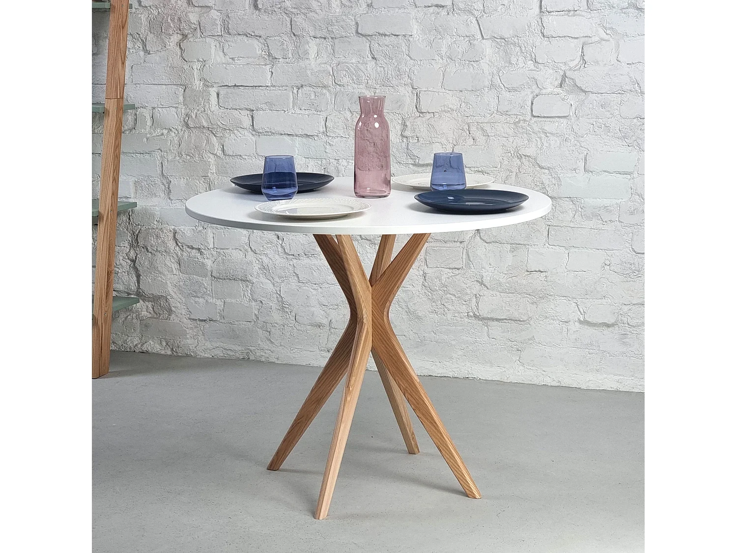 Runder Esstisch 90cm Jubi Perlweiß | Eschenbein