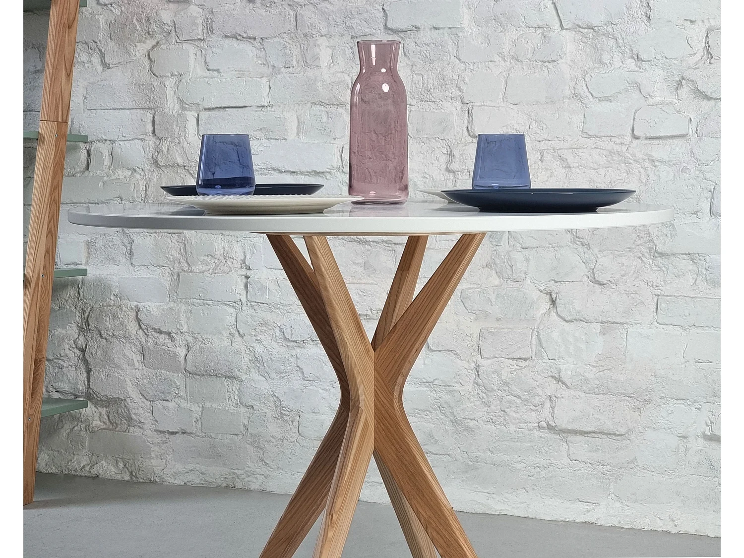 Runder Esstisch 90cm Jubi Perlweiß | Eschenbein