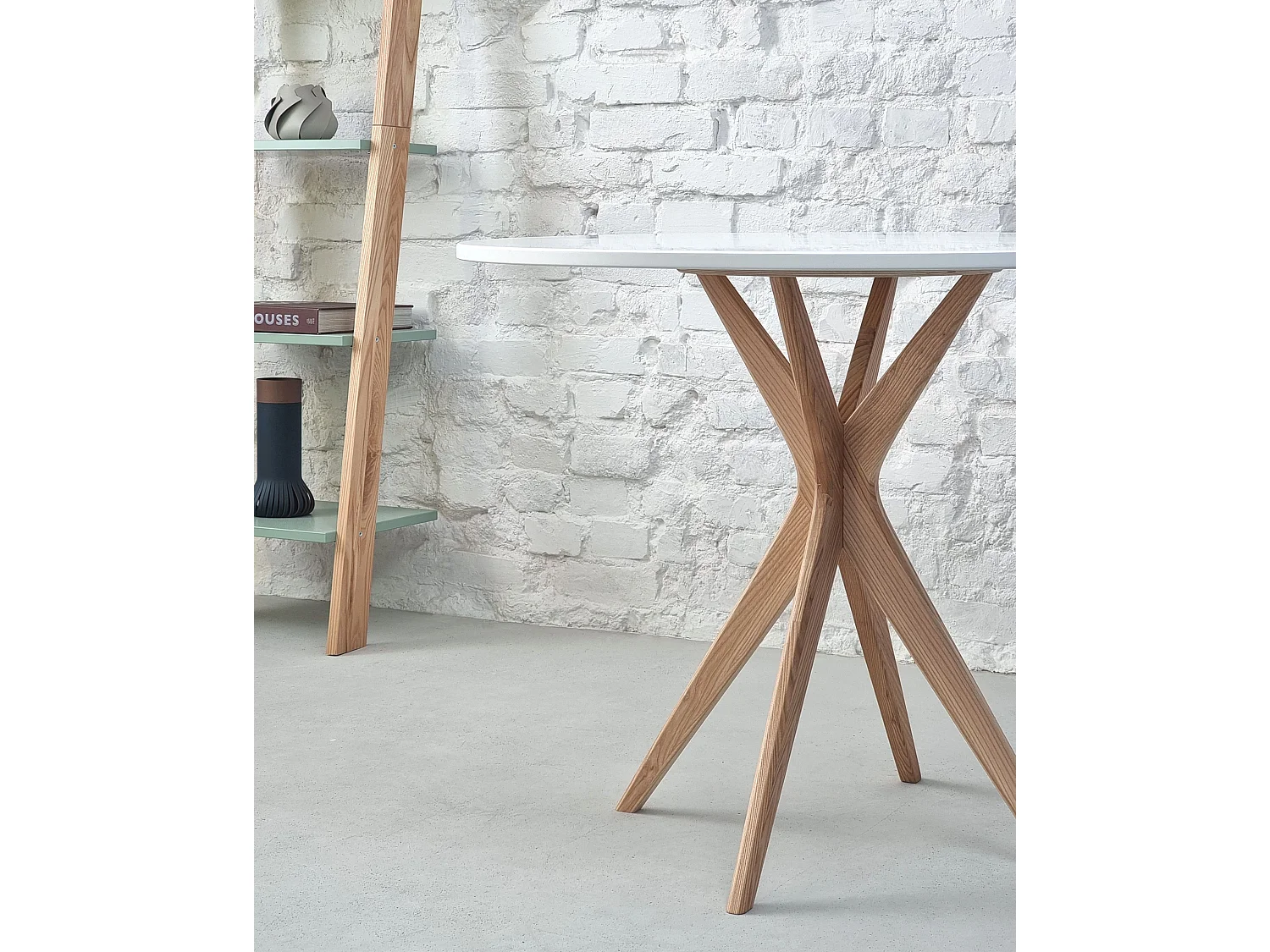 Runder Esstisch 90cm Jubi Perlweiß | Eschenbein