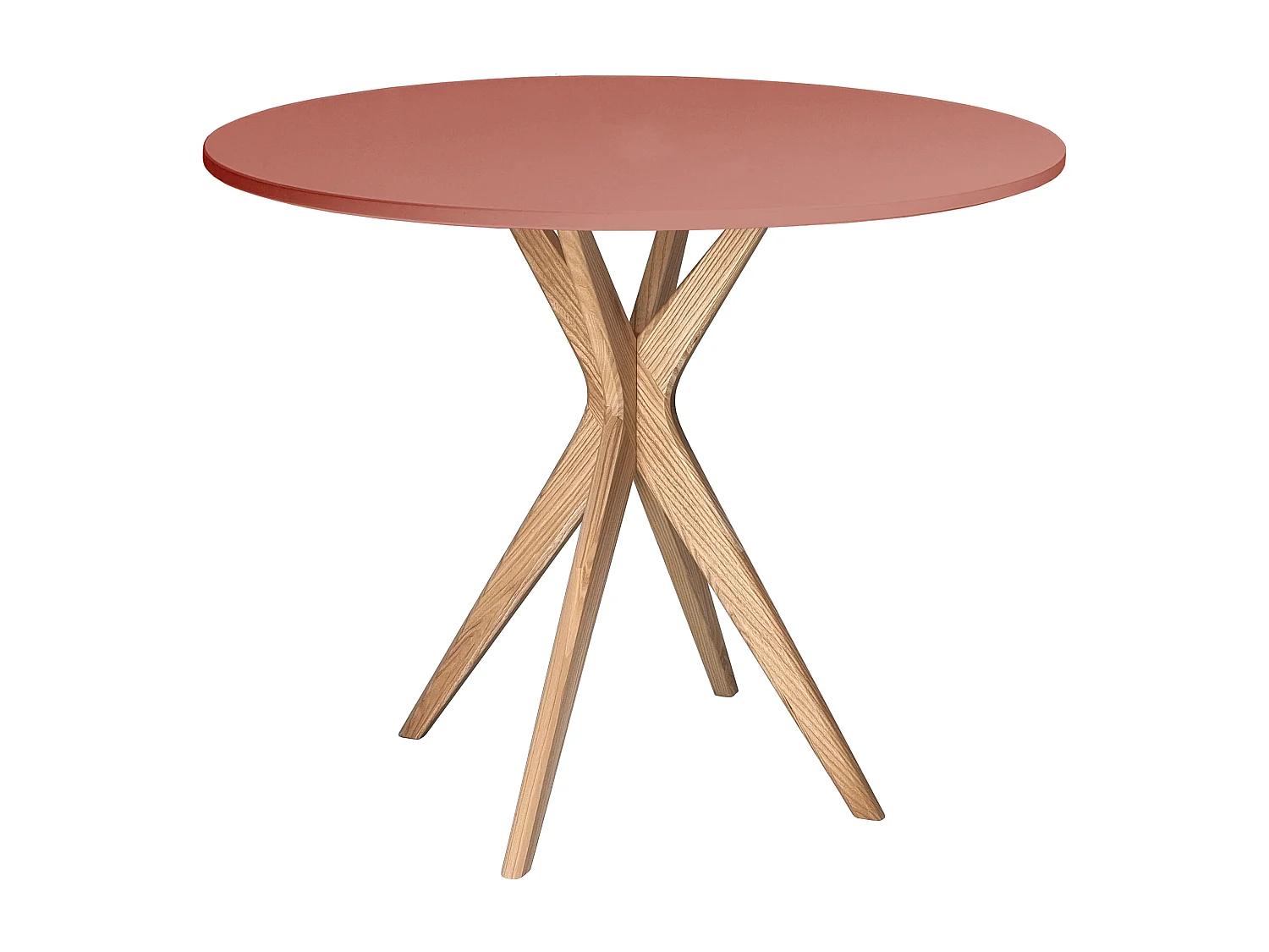 Table à manger ronde 80cm Rose Antique | Pied en frêne
