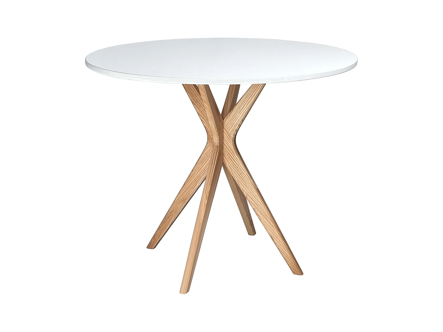 Table à manger ronde 90cm Jubi Blanche | Pied en frêne