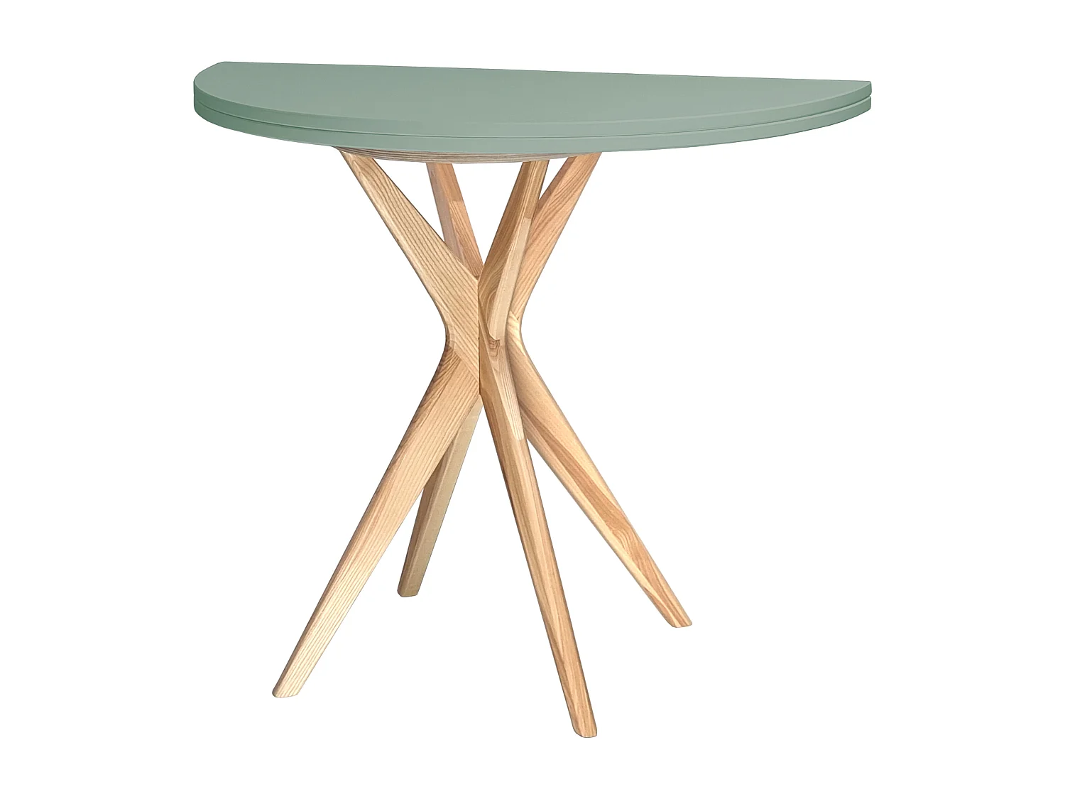 Halbrunder ausziehbarer Esstisch 90 cm Jubi Salbeigrün