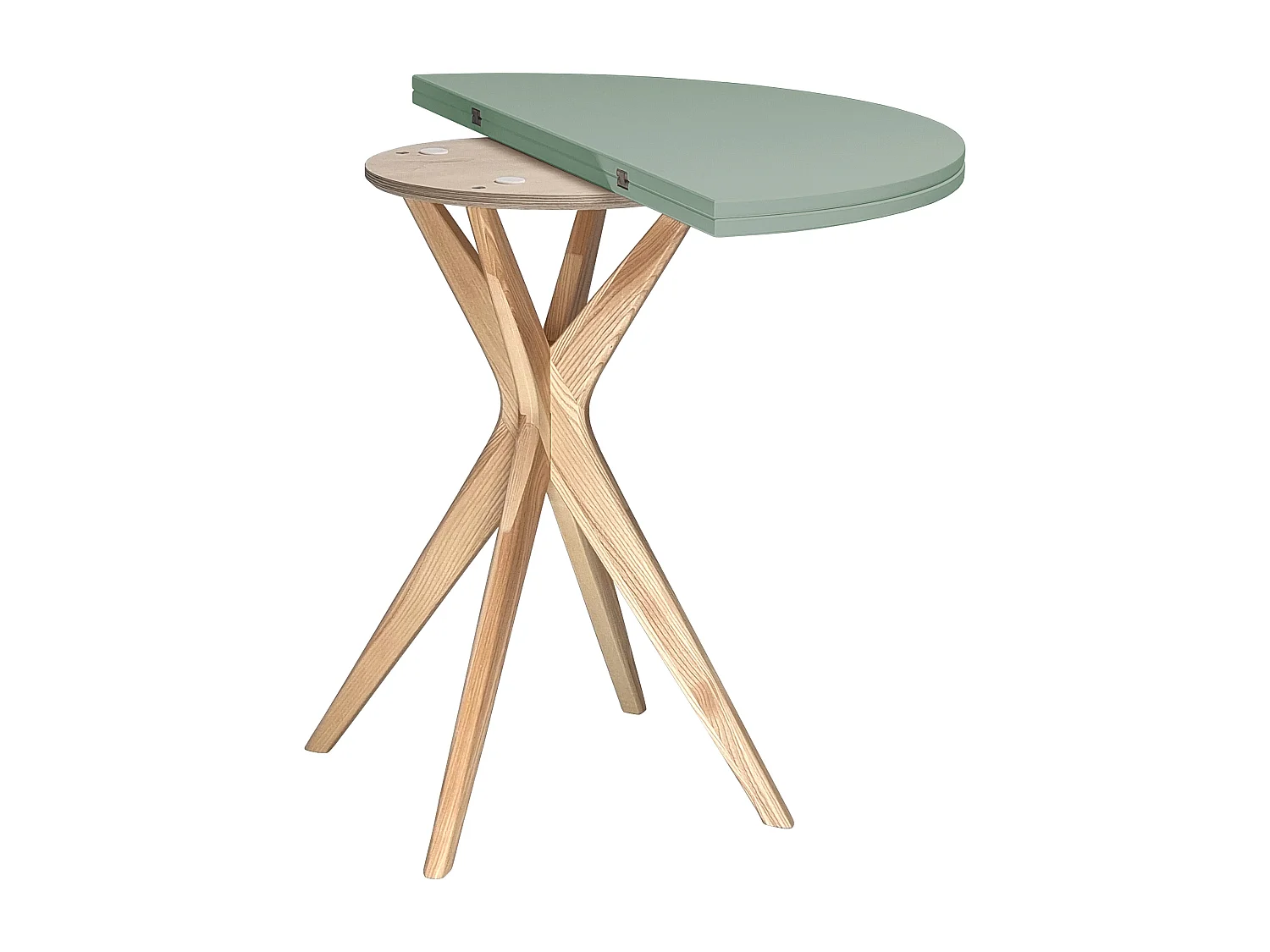 Halbrunder ausziehbarer Esstisch 90 cm Jubi Salbeigrün
