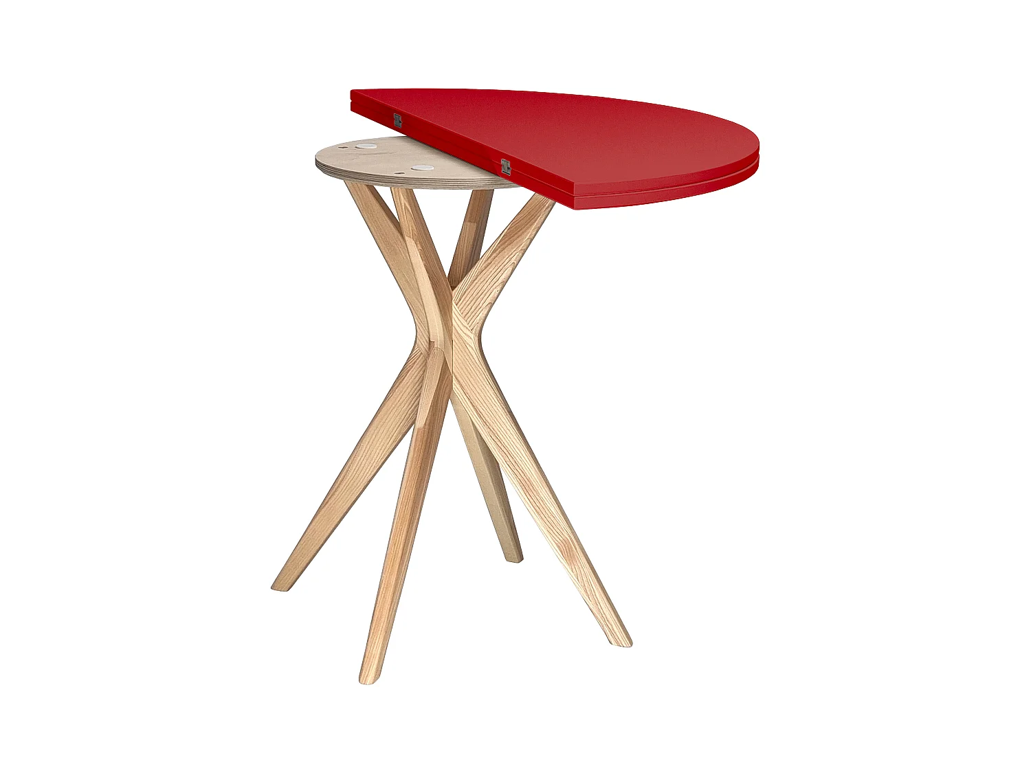 Table de salle à manger demi-ronde extensible 100 cm Jubi Rouge