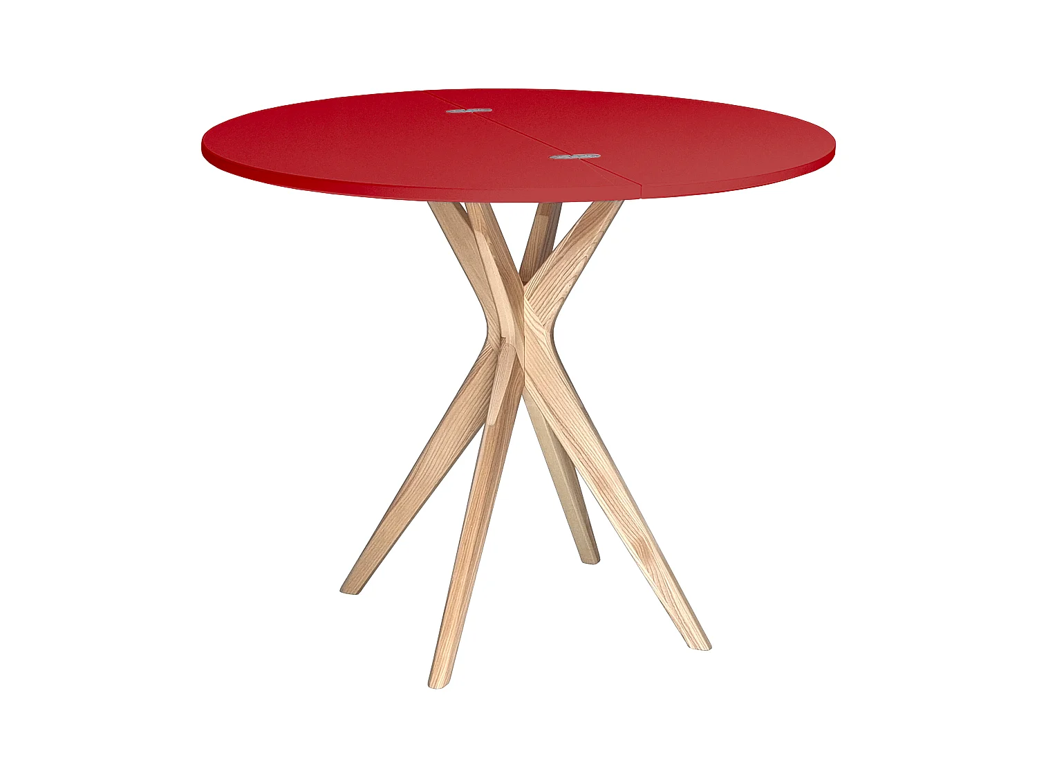 Table de salle à manger demi-ronde extensible 100 cm Jubi Rouge
