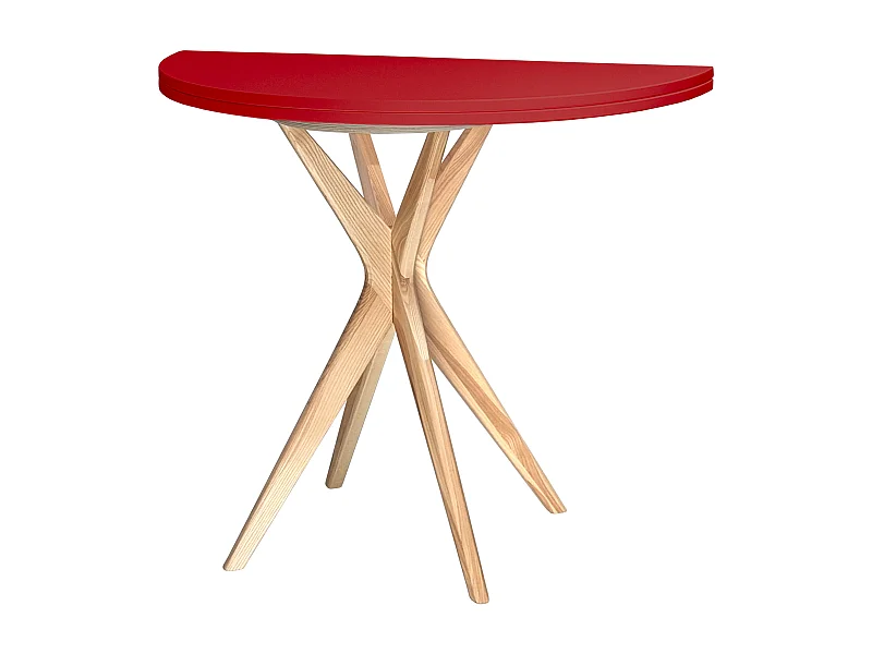 Table de salle à manger demi-ronde extensible 100 cm Jubi Rouge