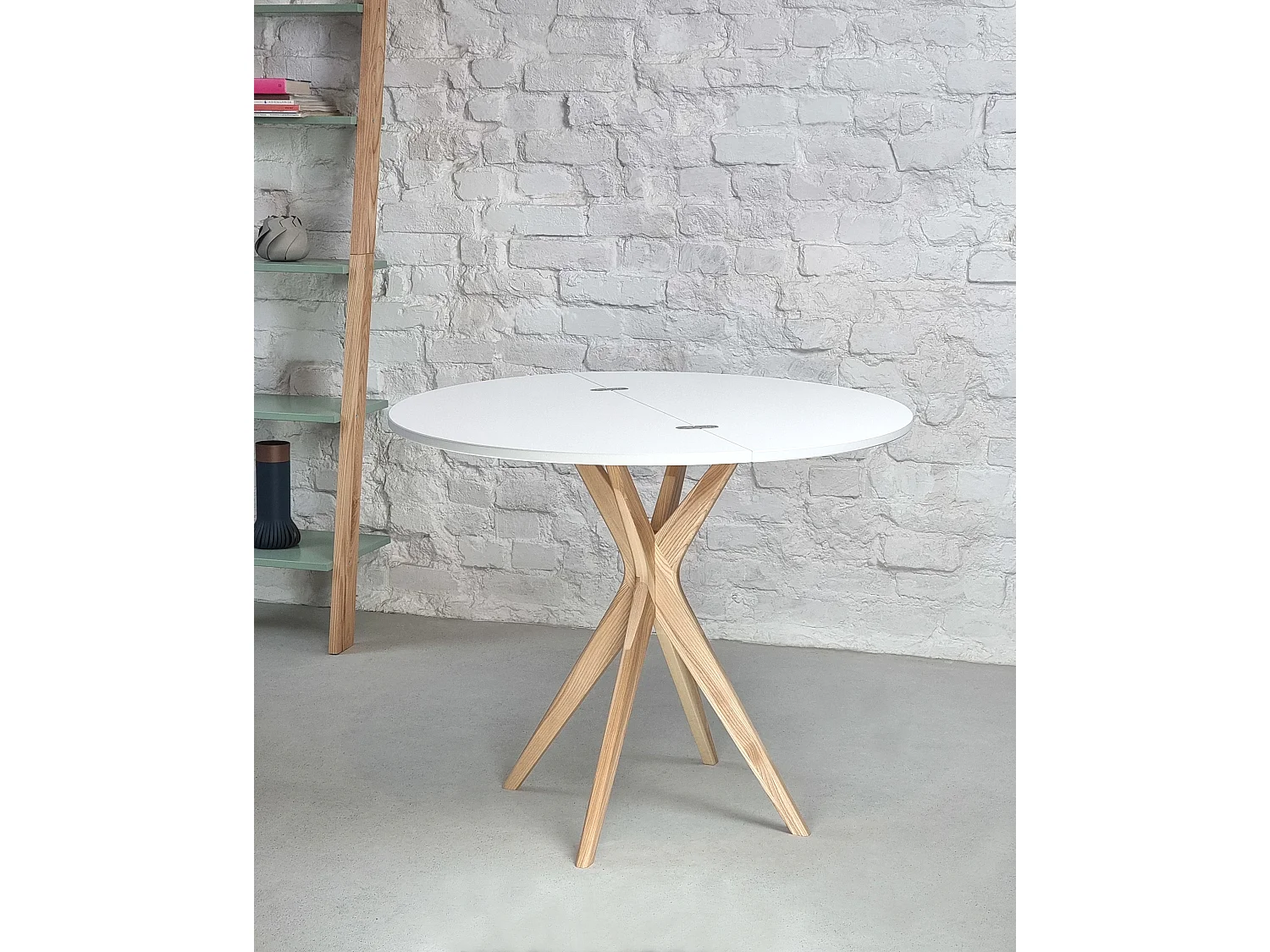 Halbrunder ausziehbarer Esstisch 90 cm Jubi Ginster Gelb