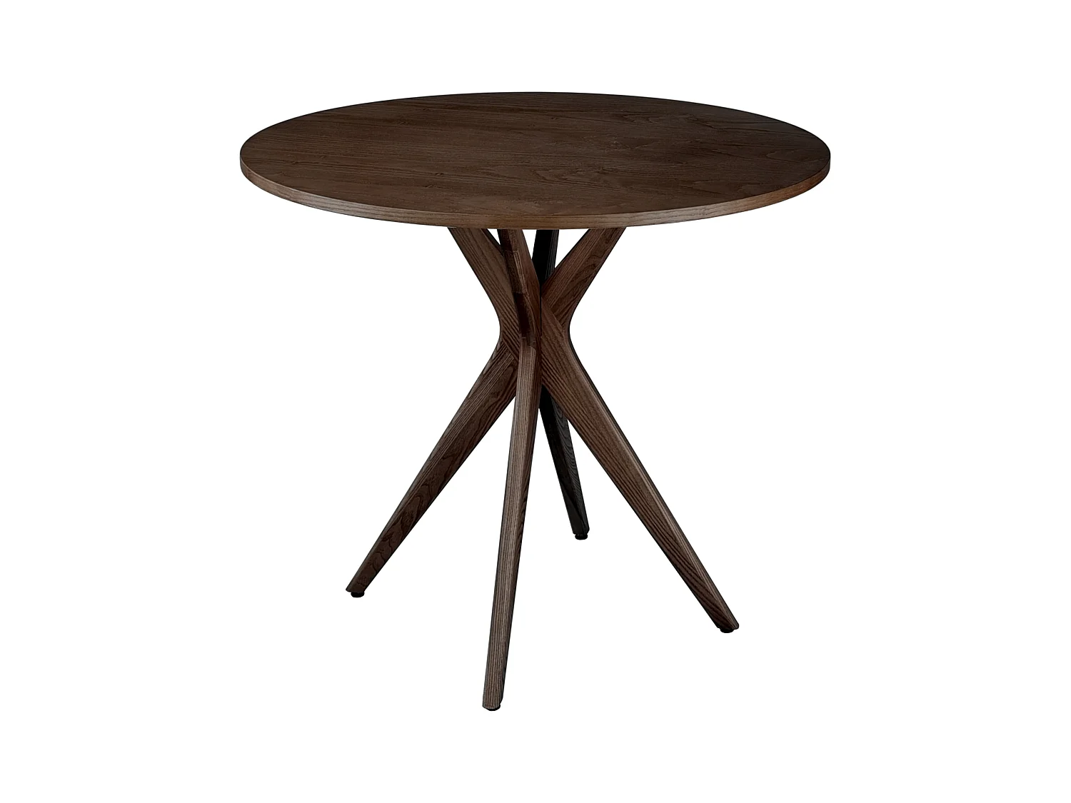 Table à manger ronde 80 cm Jubi frêne teinté noyer