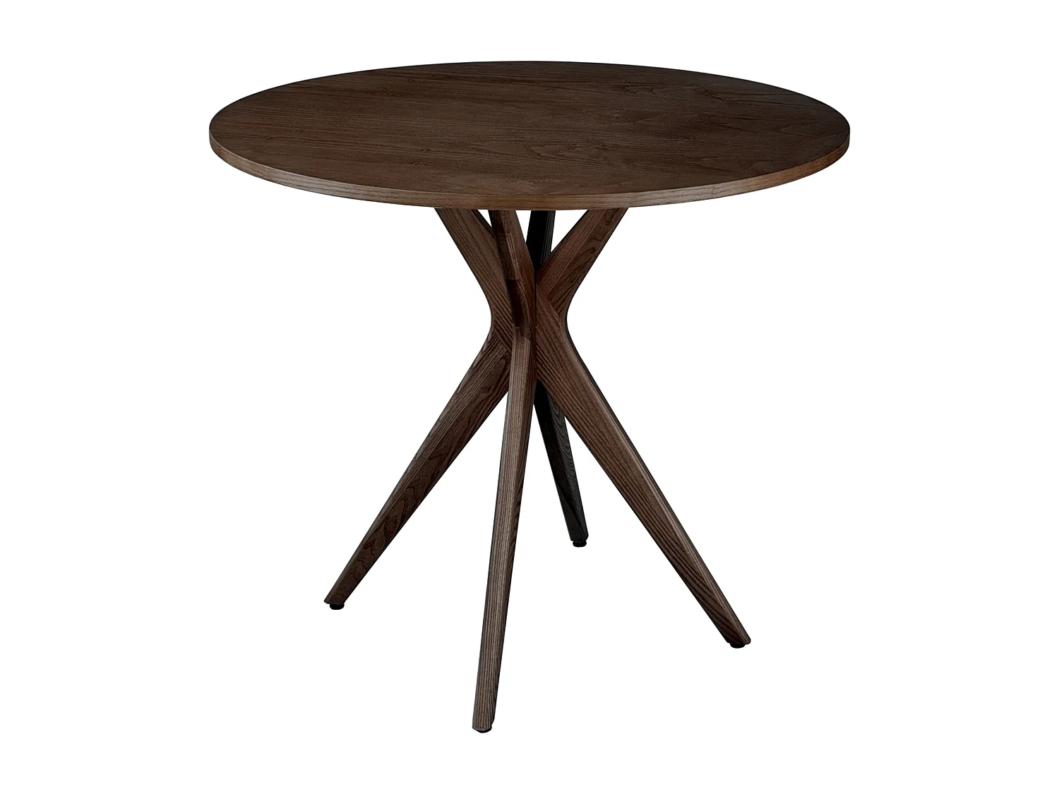 Table à manger ronde 80 cm Jubi frêne teinté noyer