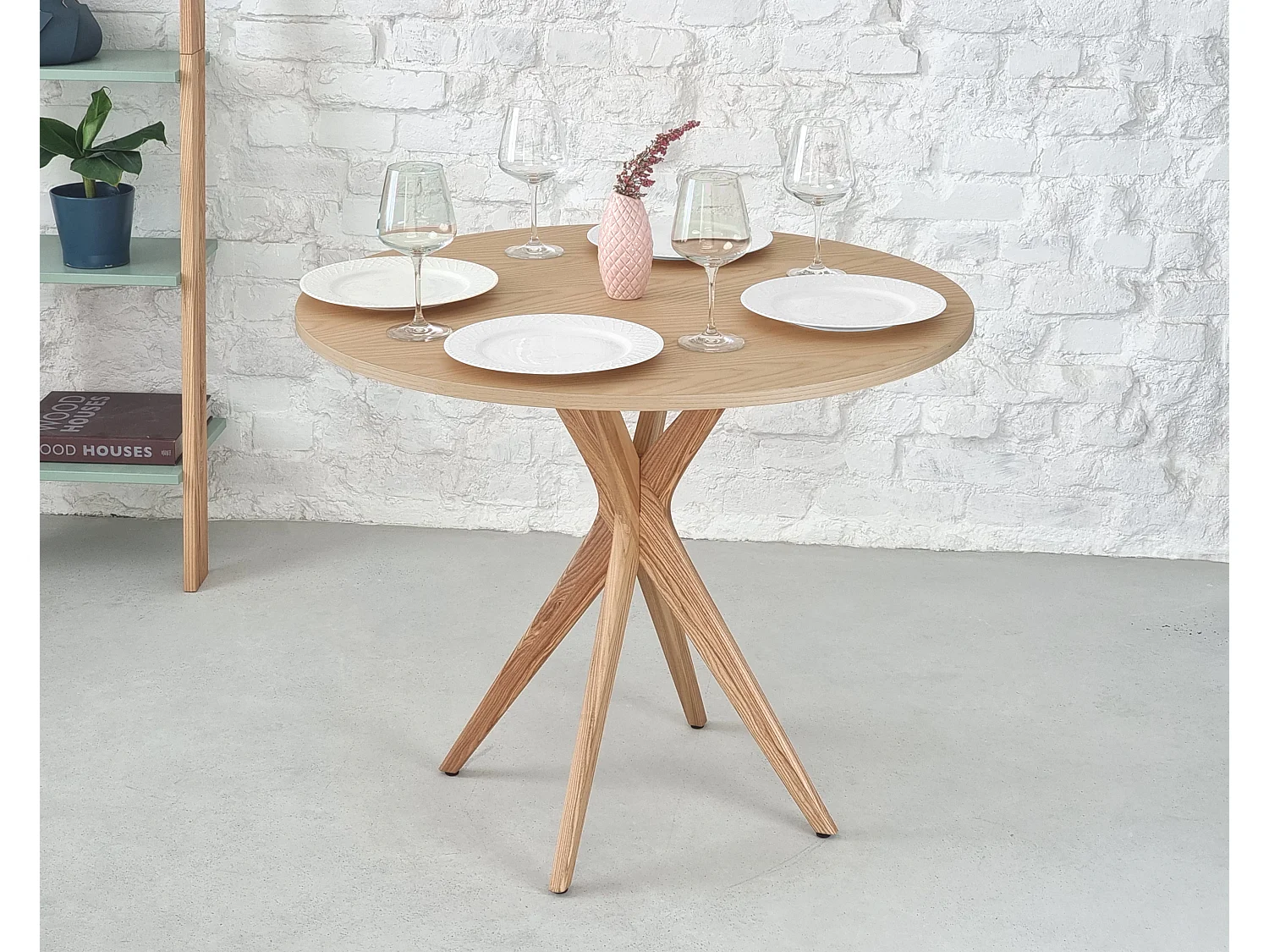 Table à manger ronde 80 cm Jubi bois de frêne