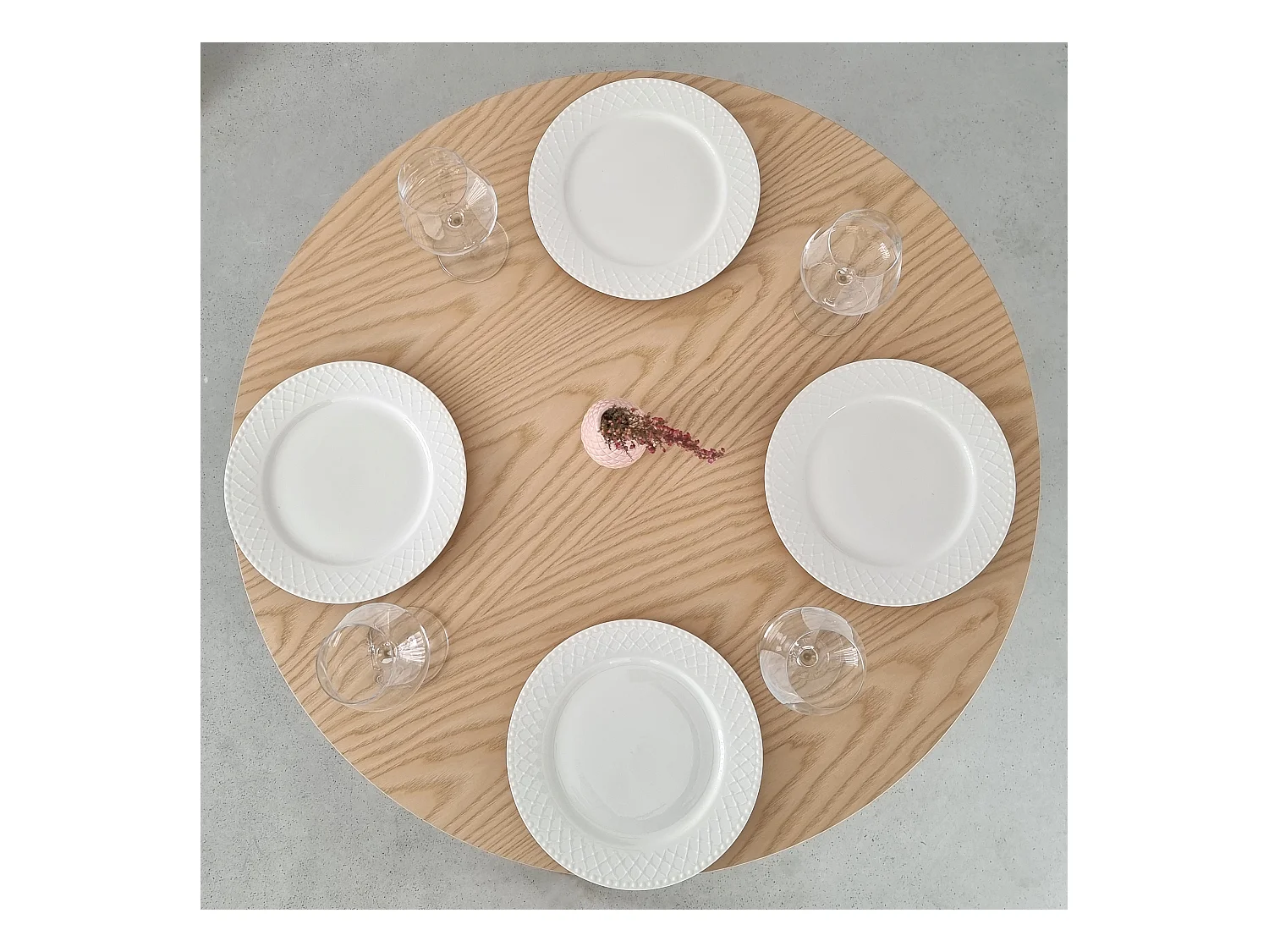 Table à manger ronde 80 cm Jubi bois de frêne