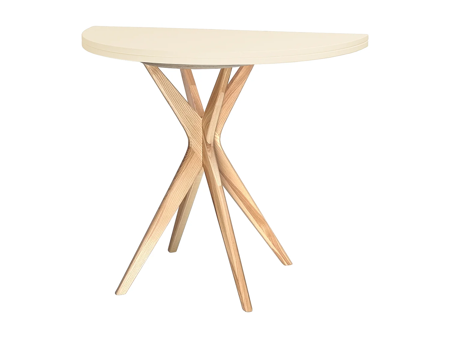 Table de salle à manger demi-ronde extensible 90 cm Jubi Blanc Craie