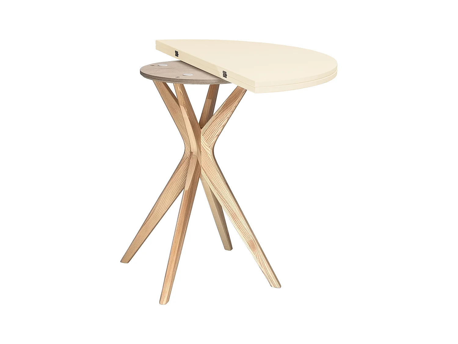 Table de salle à manger demi-ronde extensible 90 cm Jubi Blanc Craie
