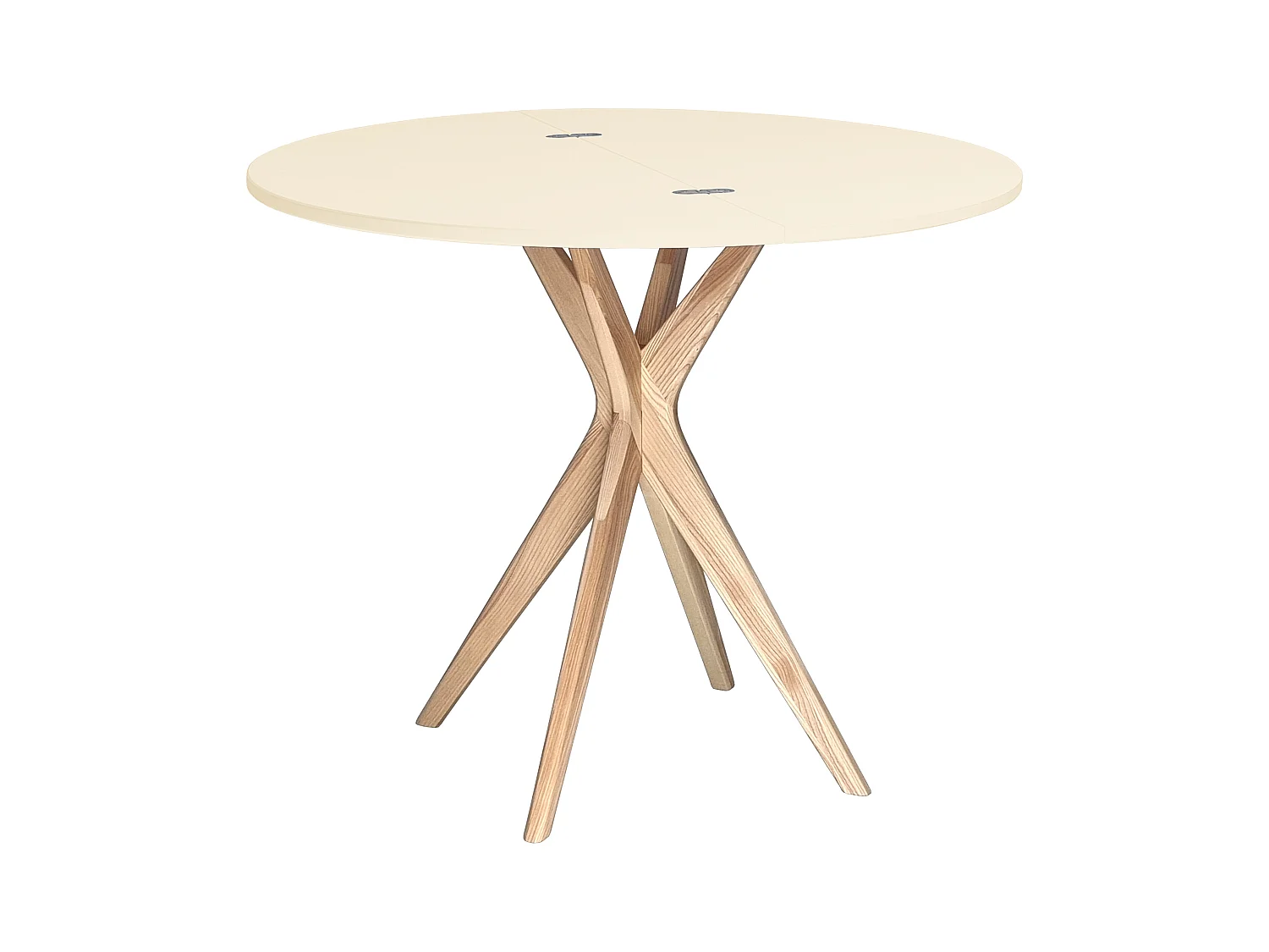 Table de salle à manger demi-ronde extensible 90 cm Jubi Blanc Craie