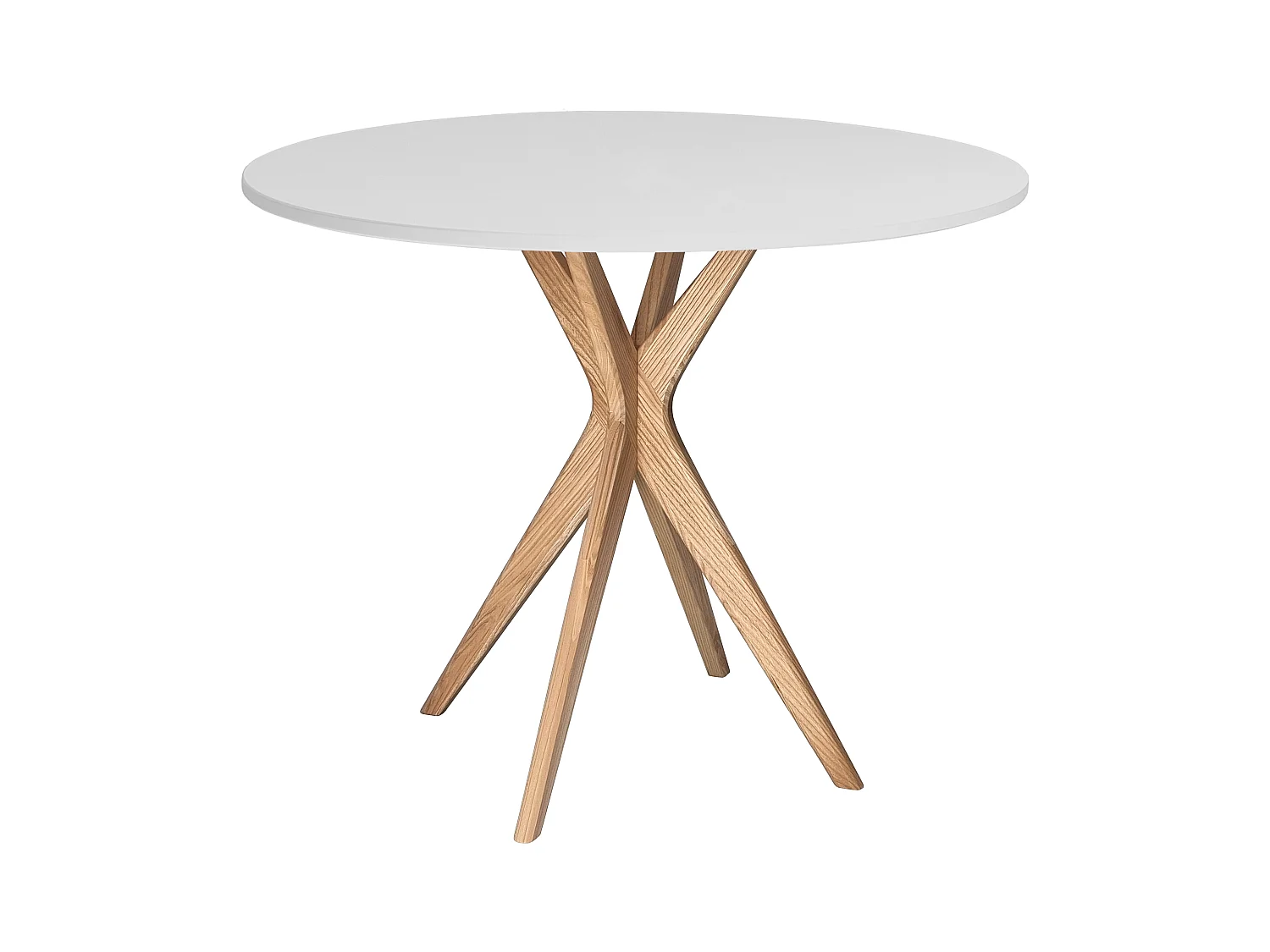 Table à manger ronde 90cm Jubi Gris Perle | Pied en frêne