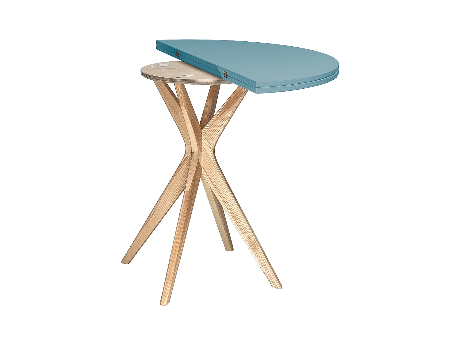 Table de salle à manger demi-ronde extensible 100 cm Jubi Bleu Doux