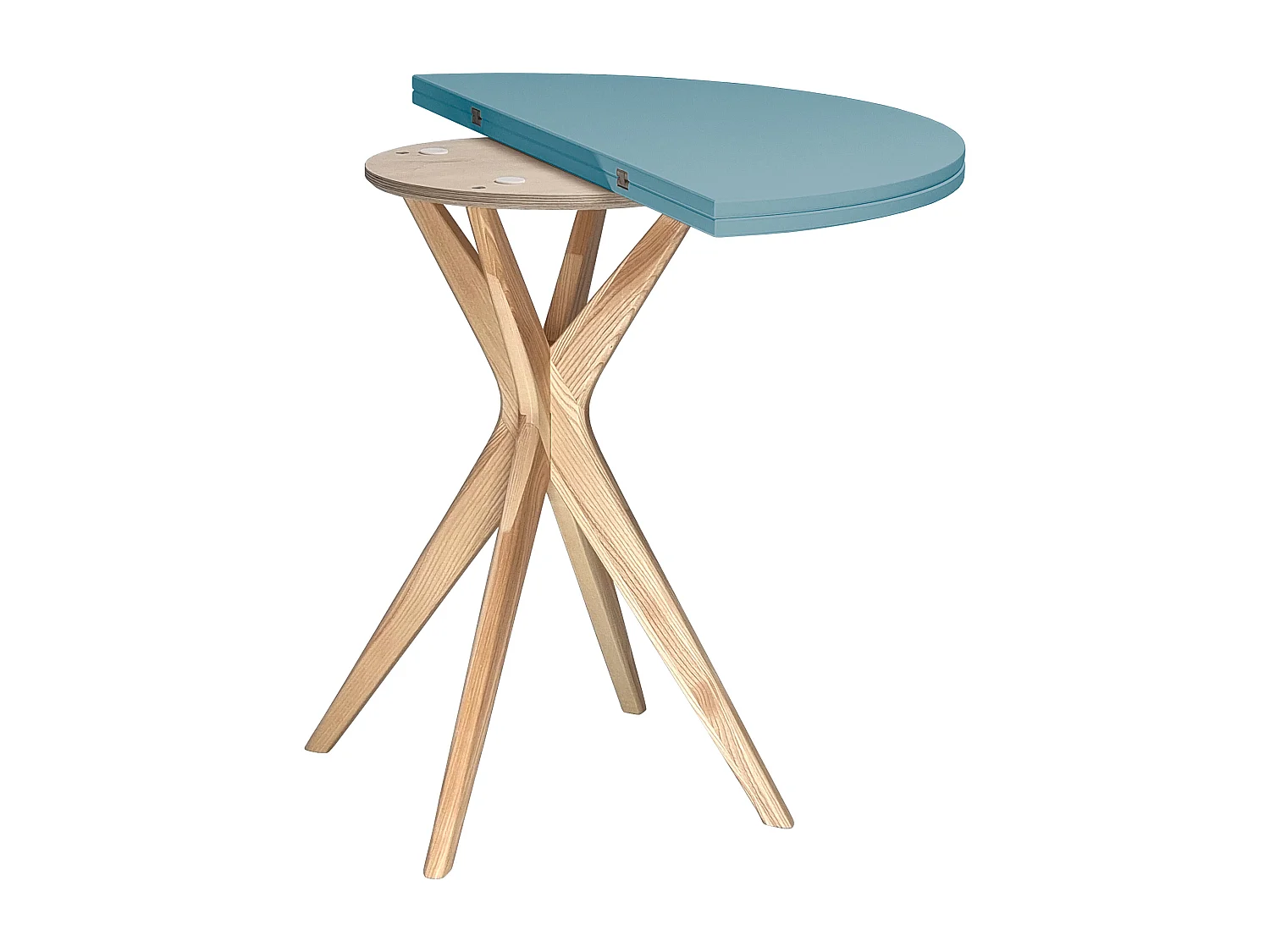 Halbrunder ausziehbarer Esstisch 100 cm Jubi Taubenblau