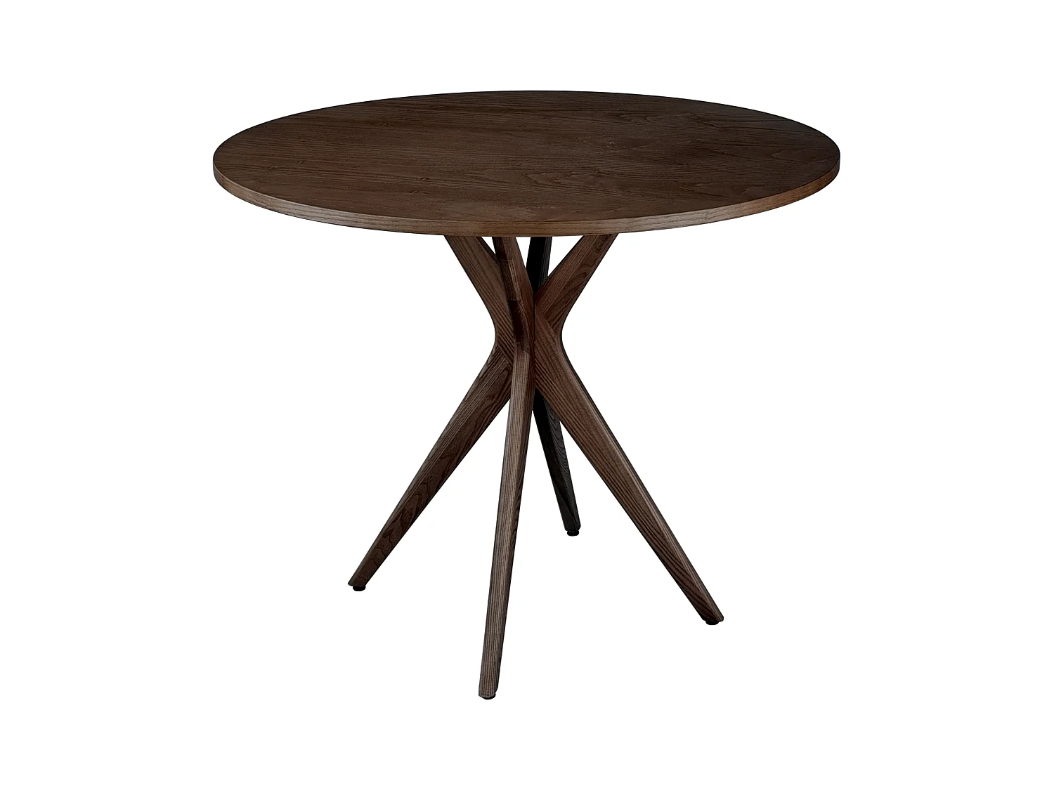 Table à manger ronde 90 cm Jubi frêne teinté noyer