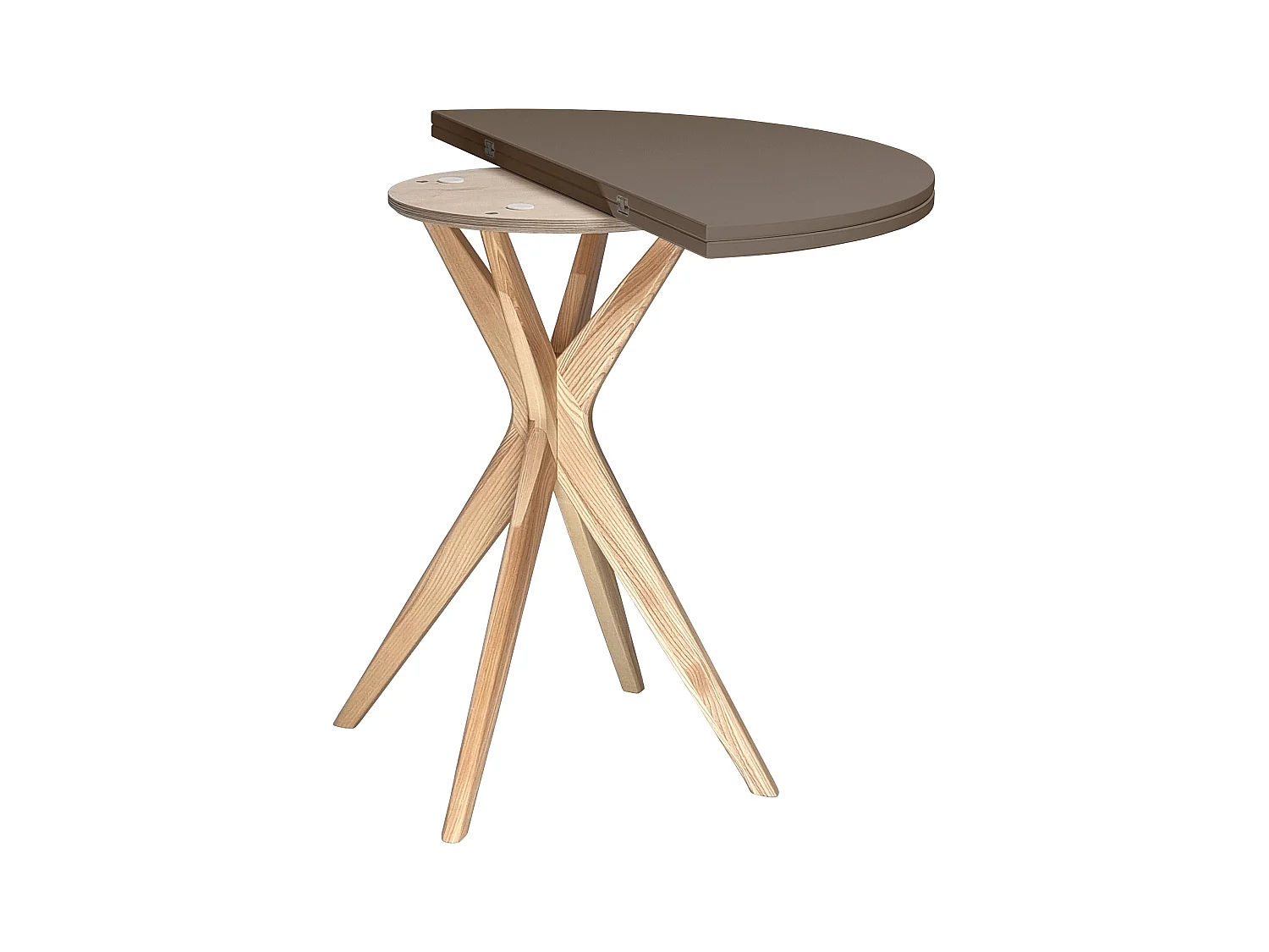 Table de salle à manger demi-ronde extensible 100 cm Jubi Gris Beige