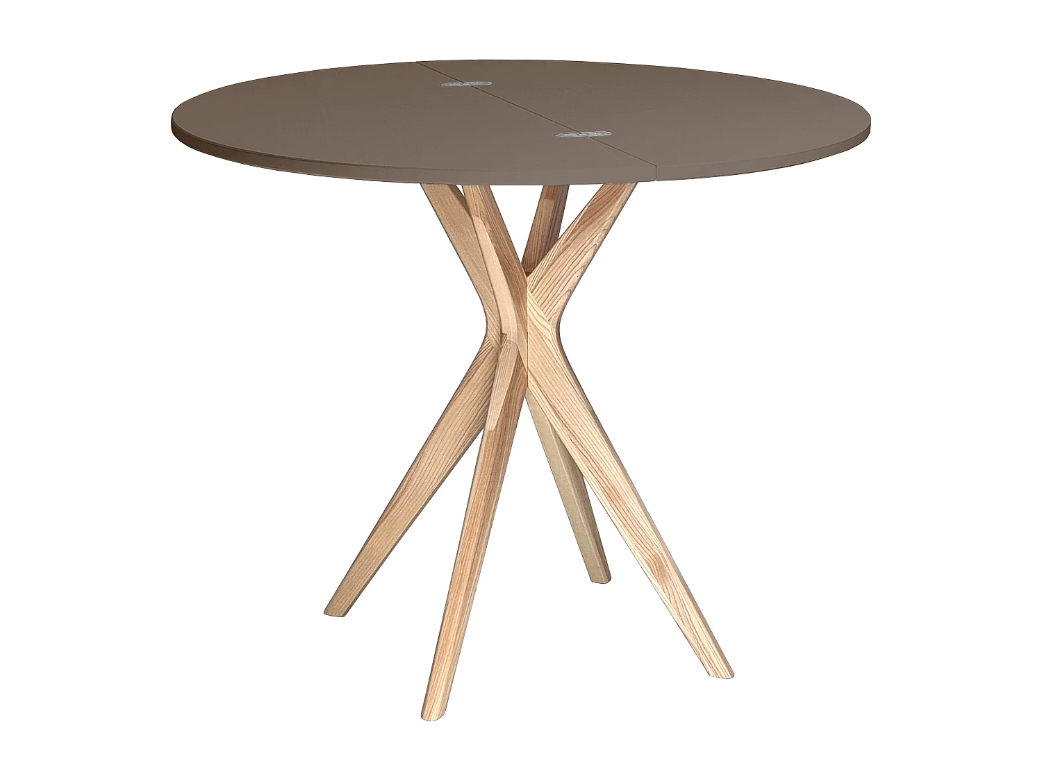 Halbrunder ausziehbarer Esstisch 100 cm Jubi Beigegrau