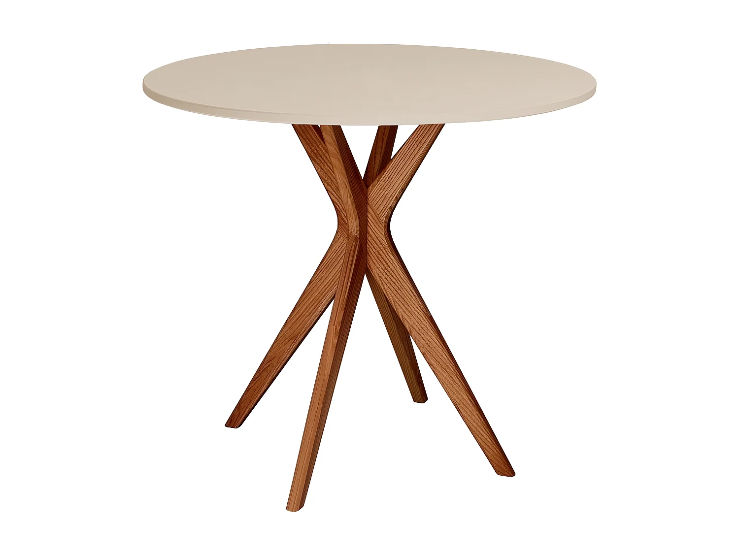 Runder Esstisch 80cm Jubi Braun Beige | Eschenbein in Eichenoptik