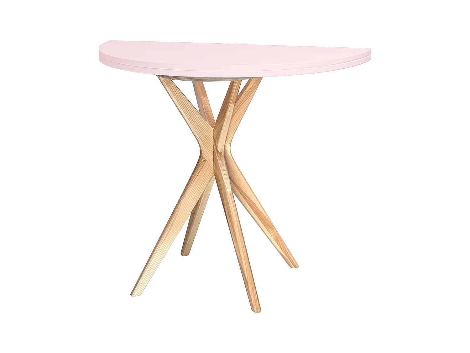 Table de salle à manger demi-ronde extensible 90 cm Jubi Rose Poudré