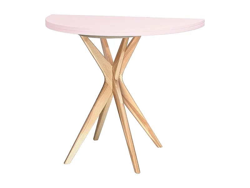 Table de salle à manger demi-ronde extensible 90 cm Jubi Rose Poudré