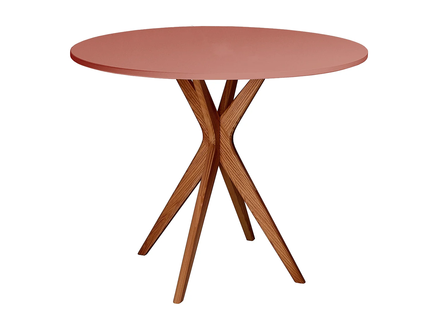 Table à manger ronde 80cm Rose Antique | Pied en frêne teinté chêne