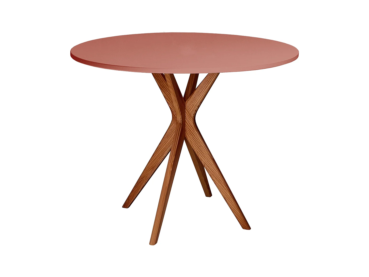 Table à manger ronde 70cm Rose Antique | Pied en frêne teinté chêne