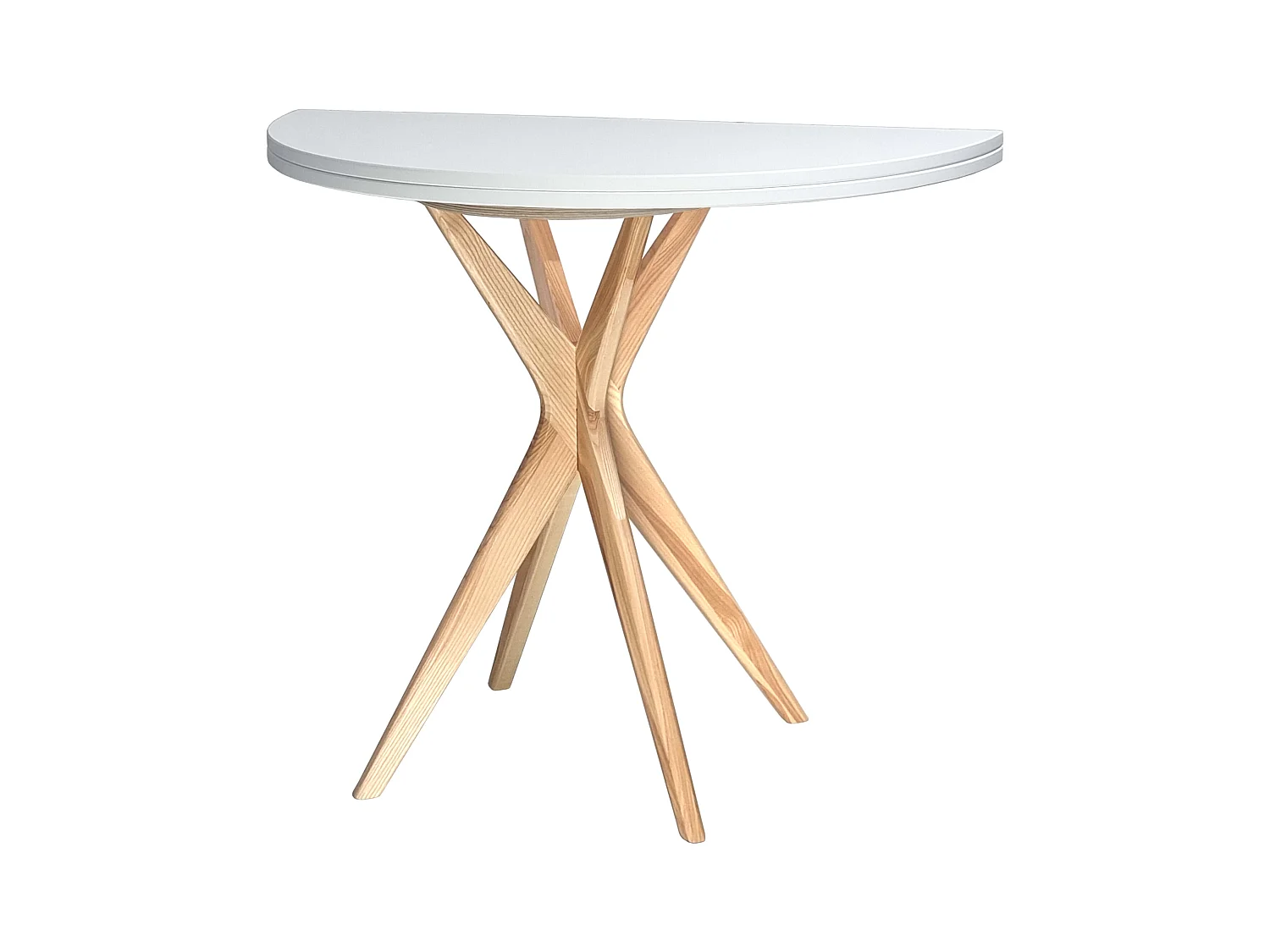 Table de salle à manger demi-ronde extensible 90 cm Jubi Blanche