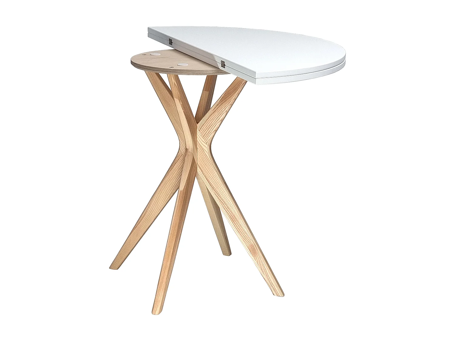 Halbrunder ausziehbarer Esstisch 90 cm Jubi Weiß