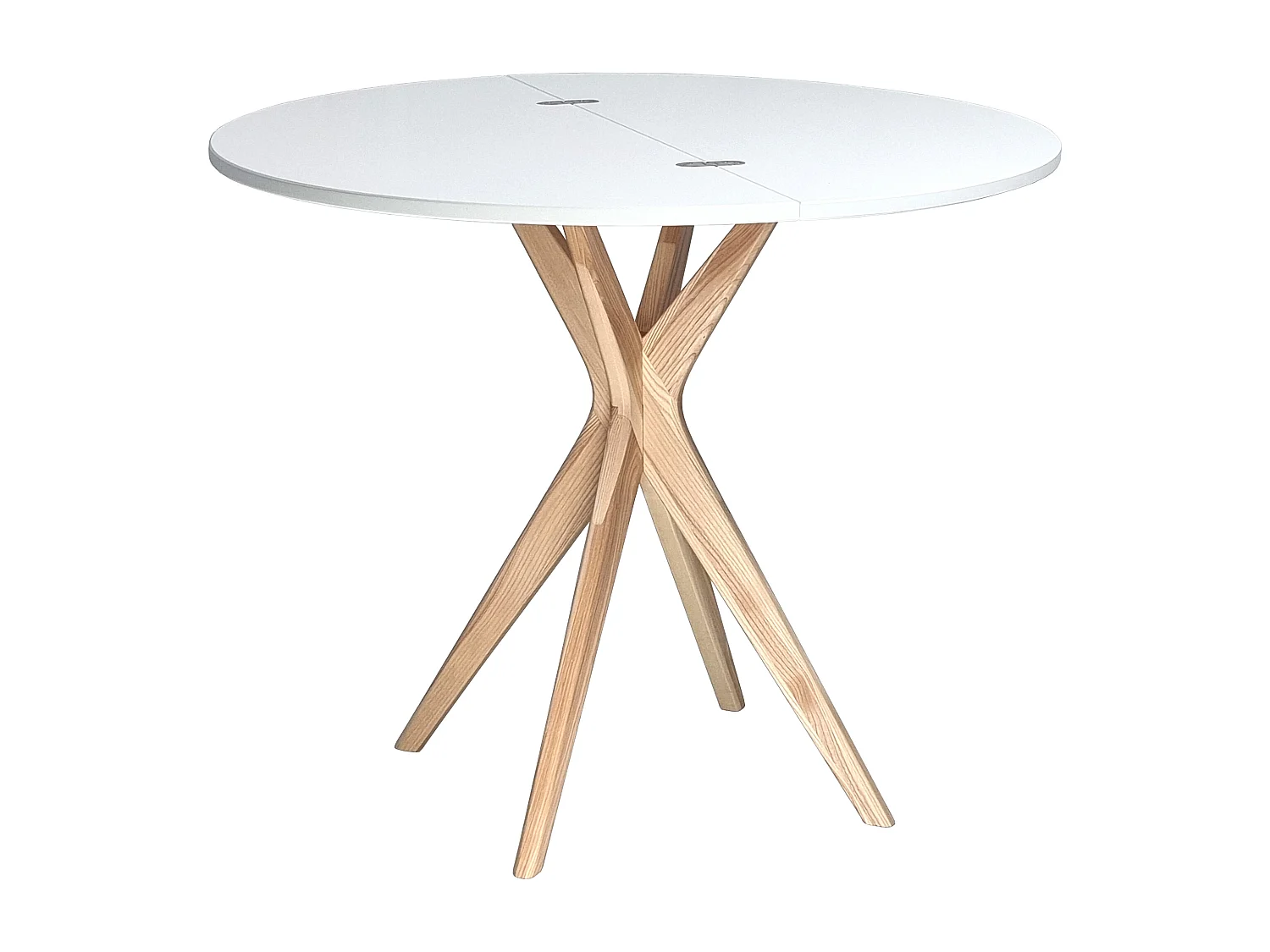 Halbrunder ausziehbarer Esstisch 90 cm Jubi Weiß