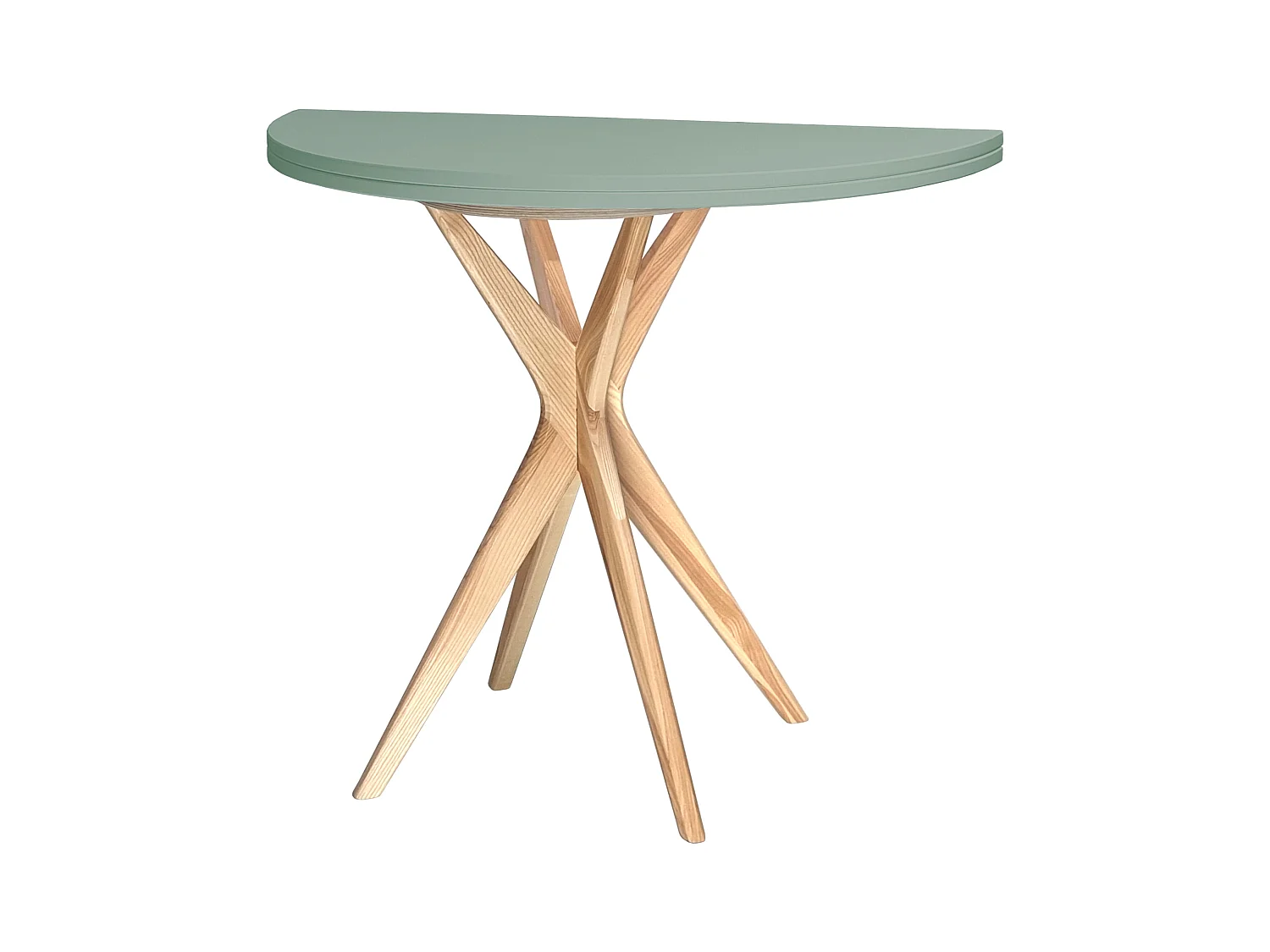 Table de salle à manger demi-ronde extensible 100 cm Jubi Vert Sauge