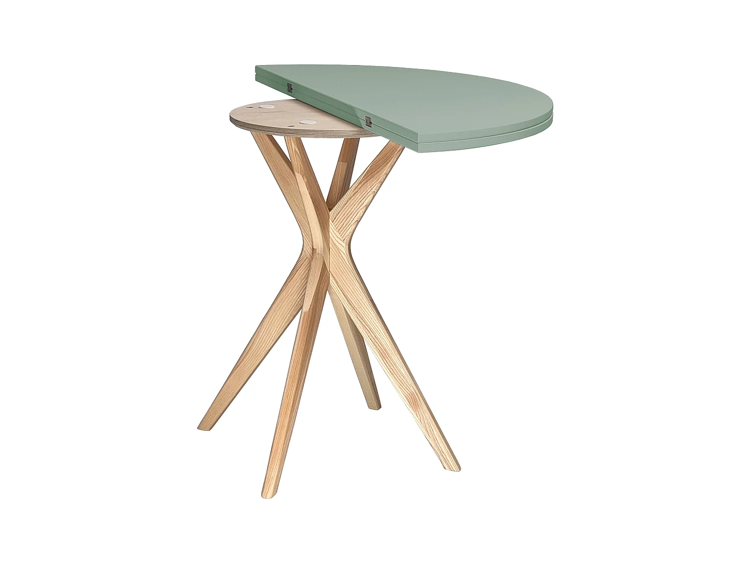 Table de salle à manger demi-ronde extensible 100 cm Jubi Vert Sauge
