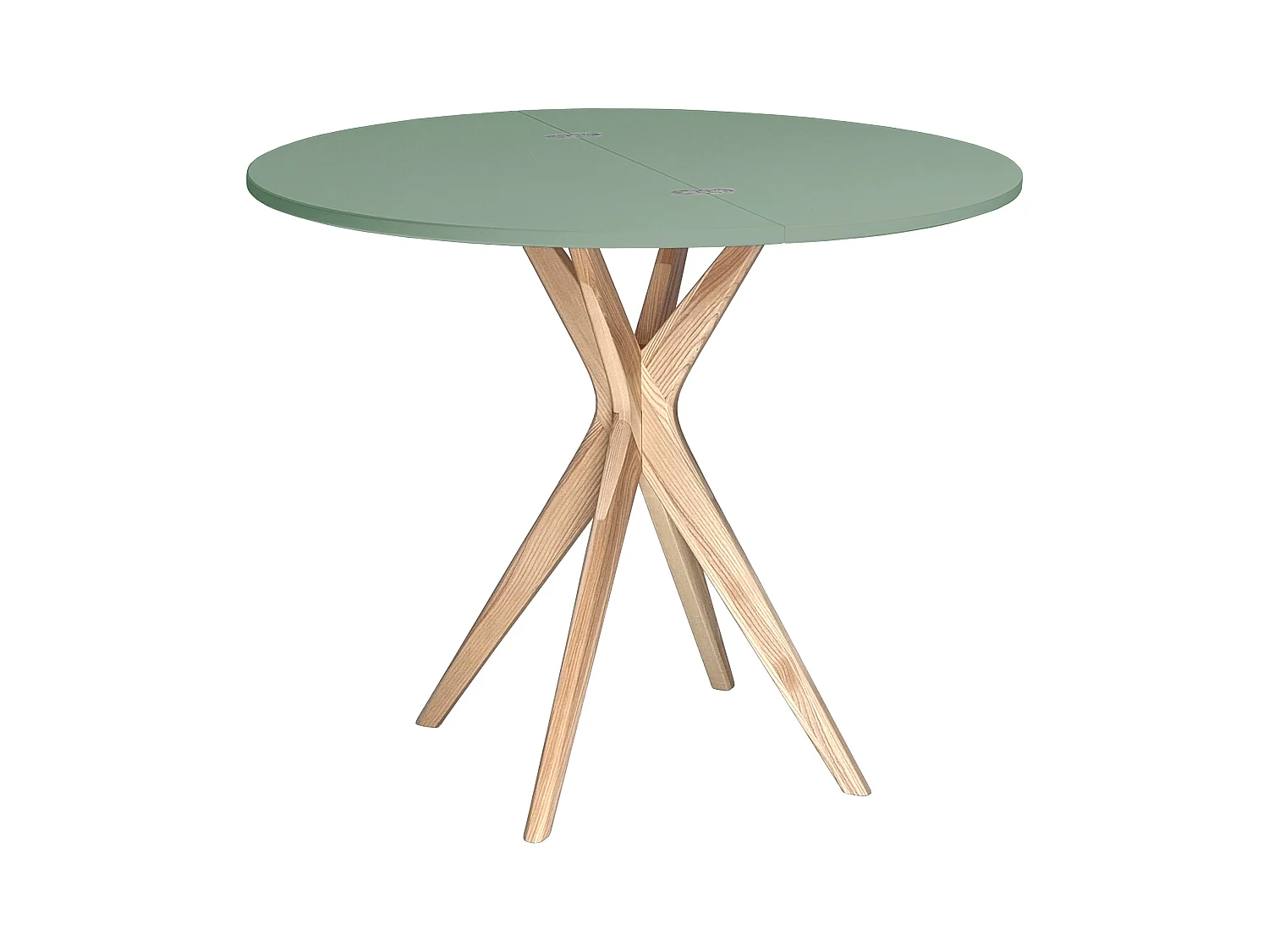 Table de salle à manger demi-ronde extensible 100 cm Jubi Vert Sauge