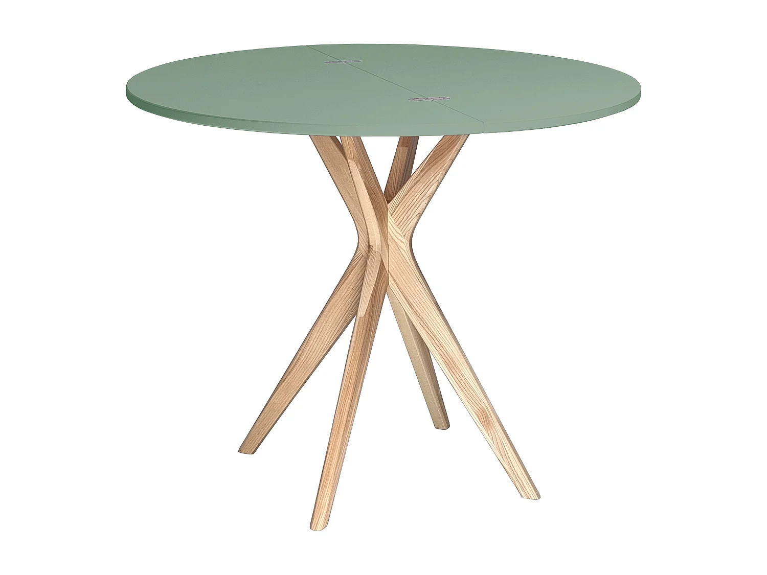 Halbrunder ausziehbarer Esstisch 100 cm Jubi Salbeigrün
