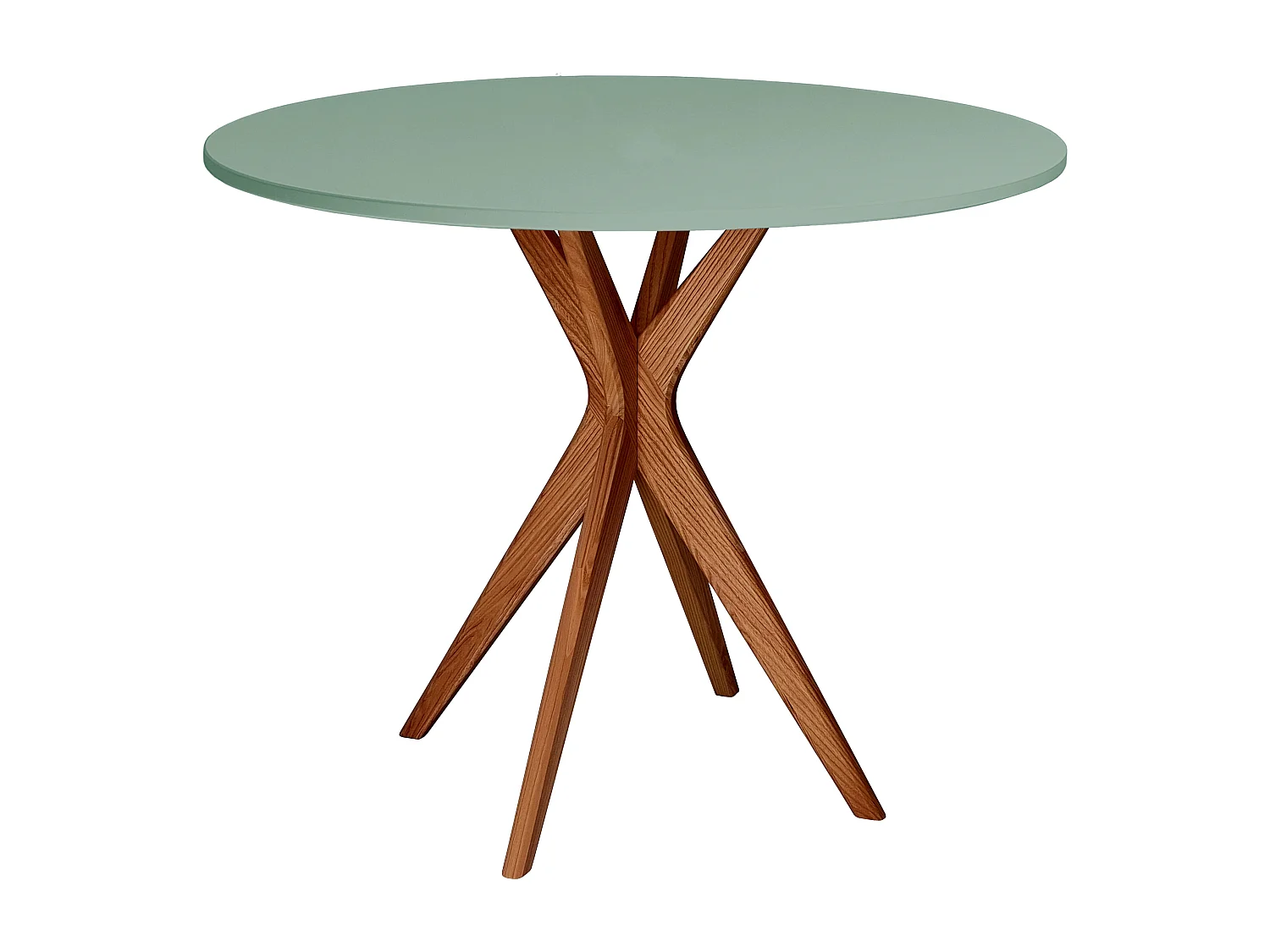 Table à manger ronde 80cm Vert Sauge | Pied en frêne teinté chêne