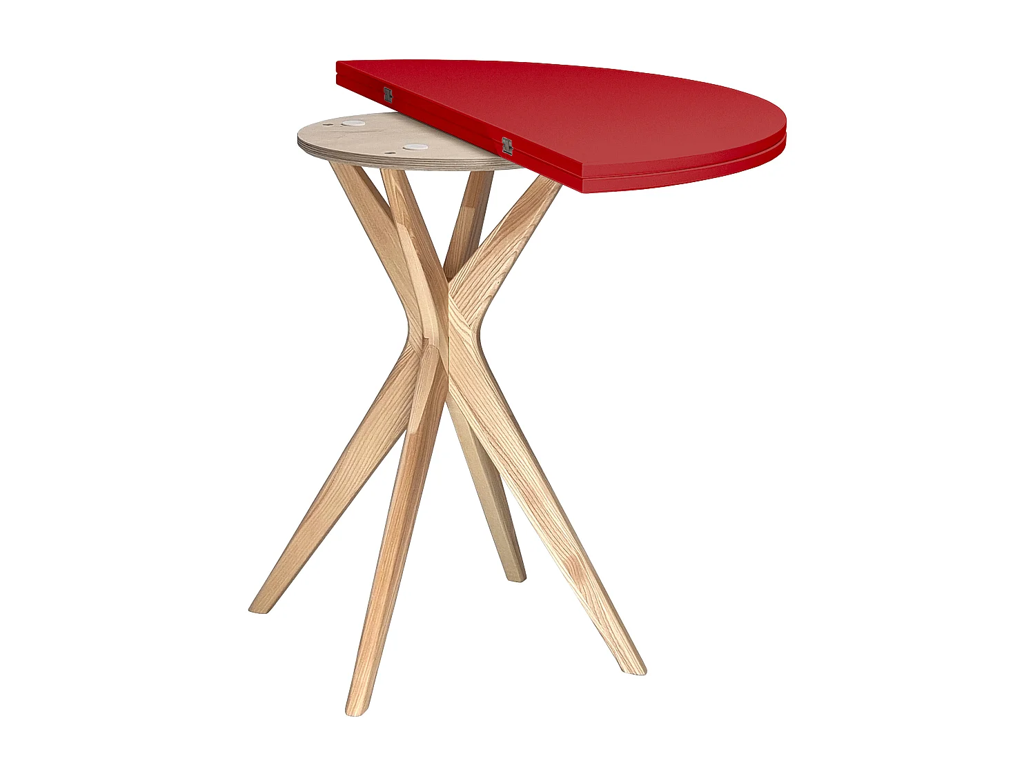 Halbrunder ausziehbarer Esstisch 90 cm Jubi Rot